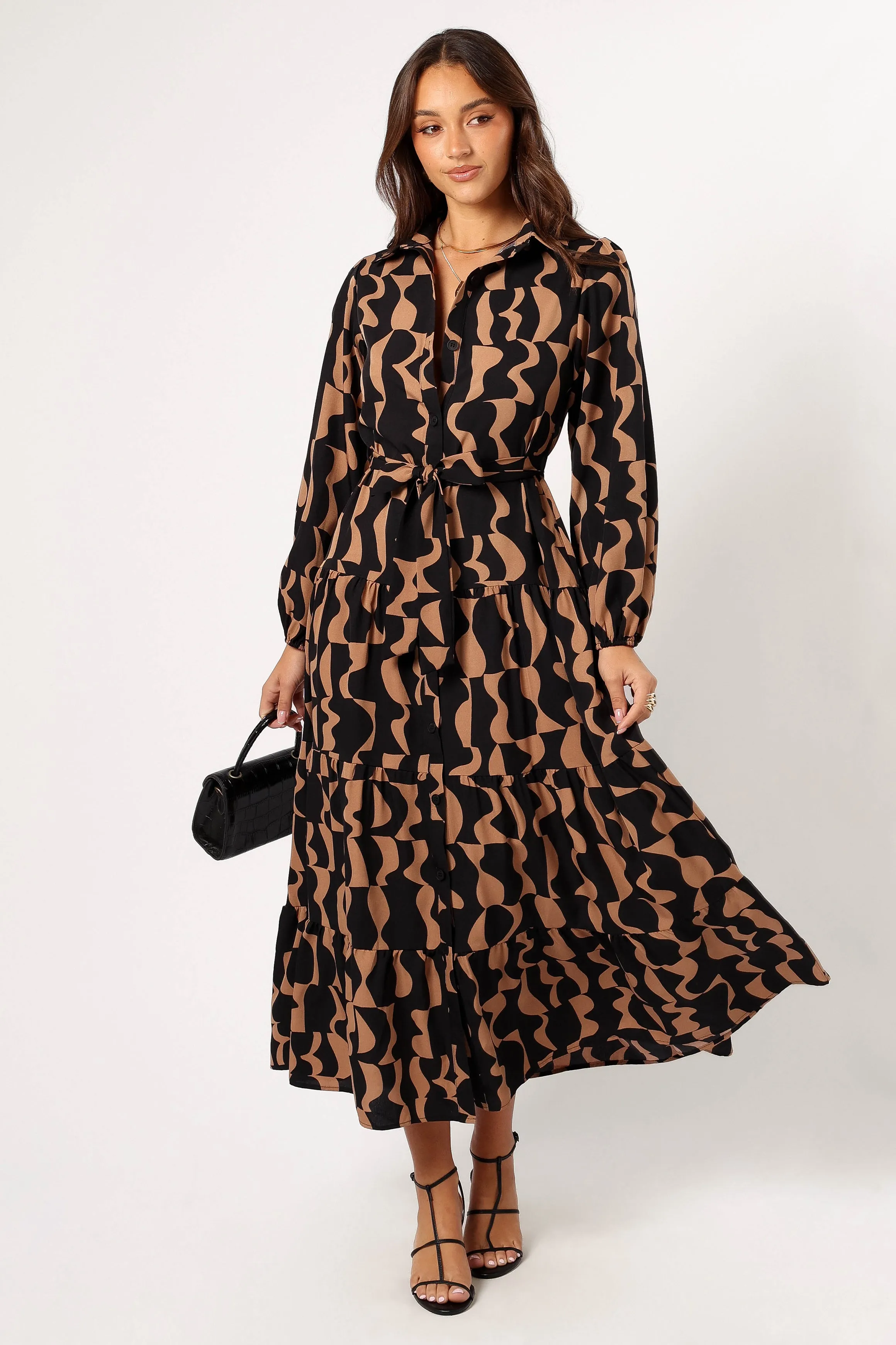 Lincoln Long Sleeve Maxi Dress - Black/Beige sold by Petal & Pup