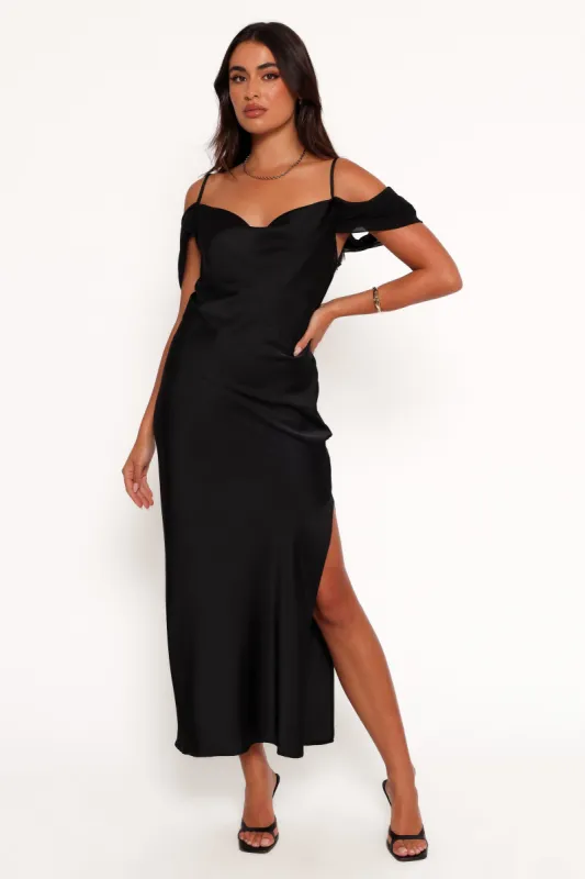 Reyna Off Shoulder Maxi Dress - Black sold by Petal & Pup