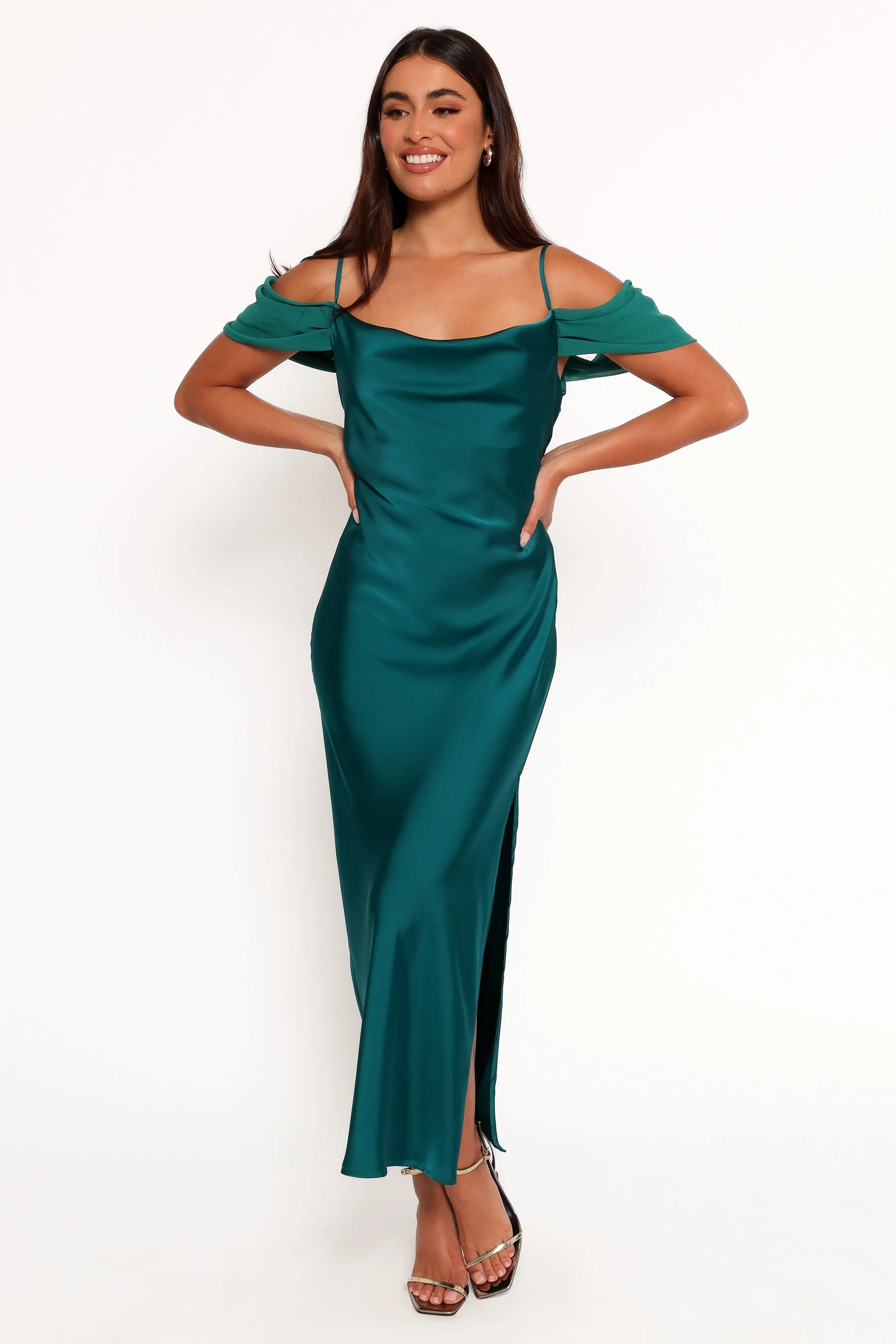 Reyna Off Shoulder Maxi Dress - Emerald Green sold by Petal & Pup product image thumbnail 3