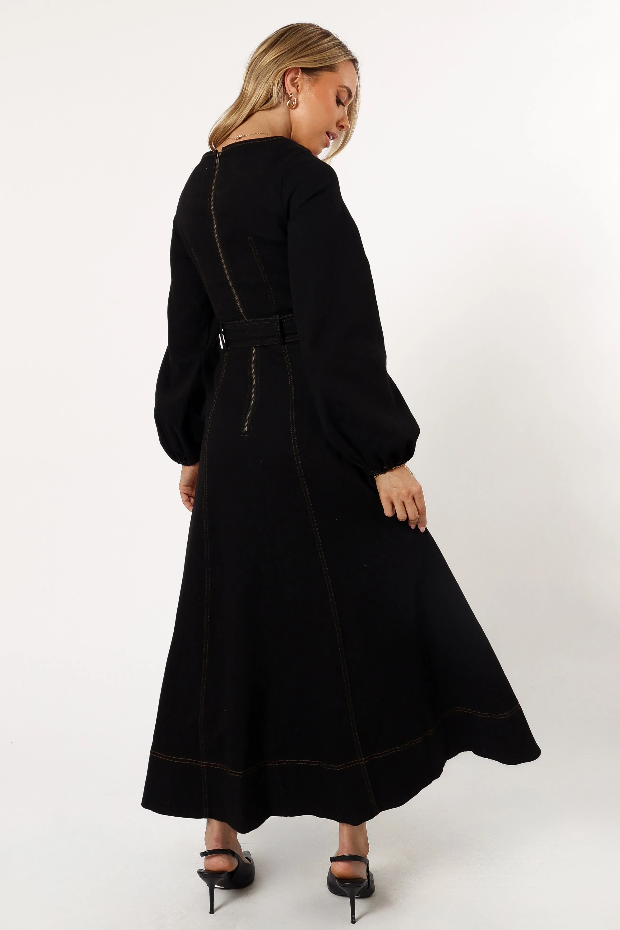 Mateo Long Sleeve Denim Dress - Black sold by Petal & Pup product image thumbnail 5