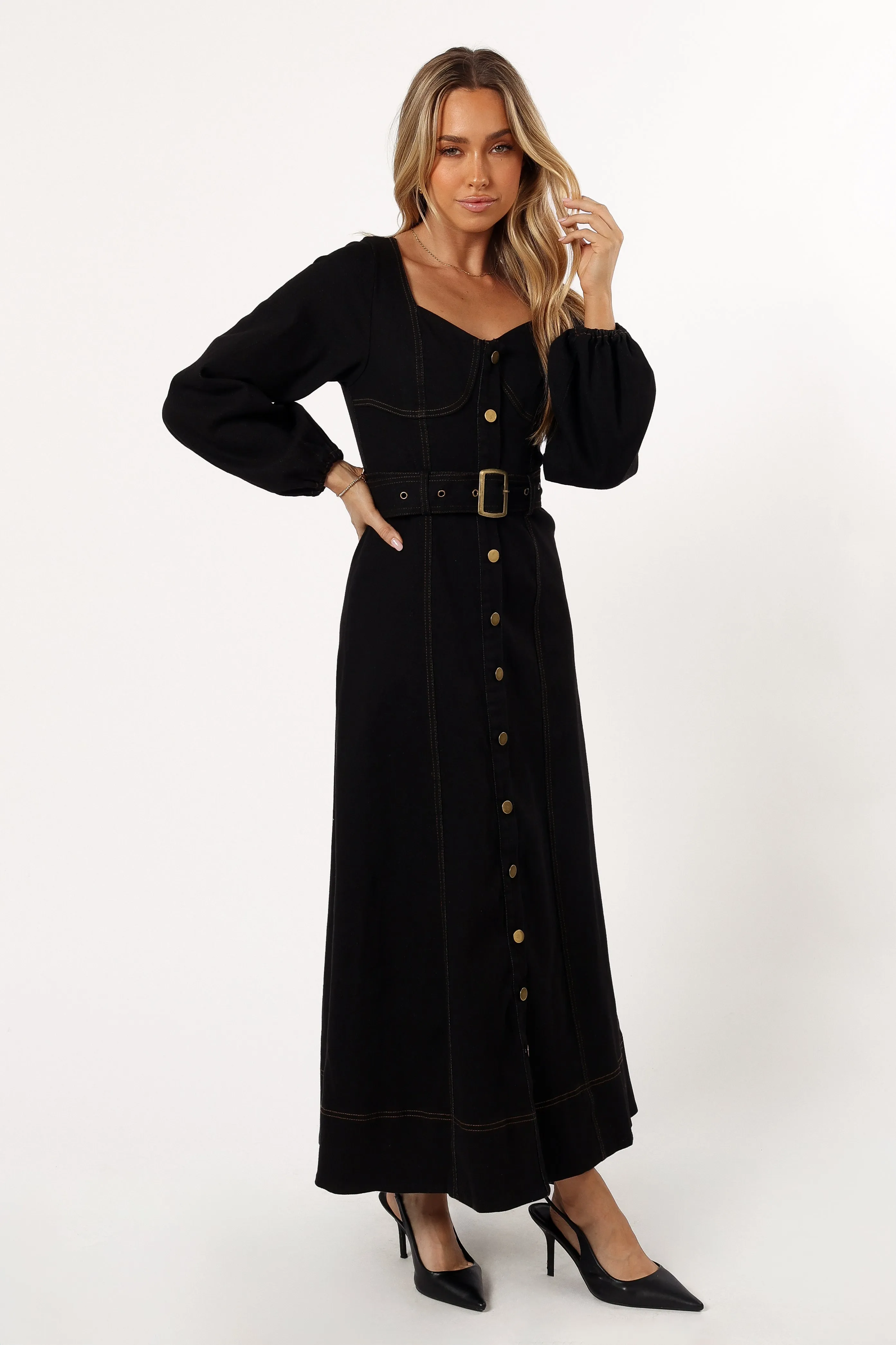 Mateo Long Sleeve Denim Dress - Black sold by Petal & Pup product image thumbnail 4