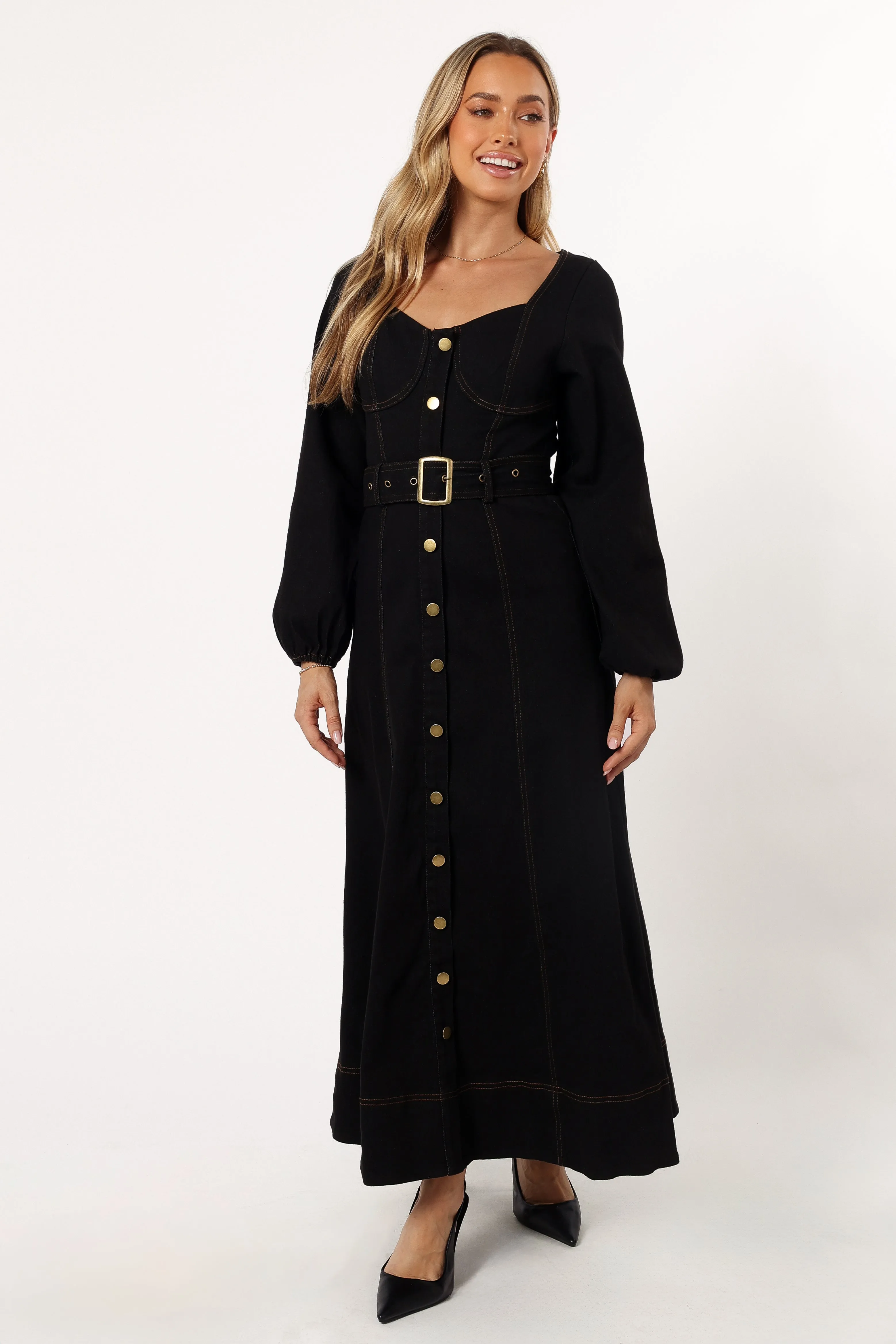 Mateo Long Sleeve Denim Dress - Black sold by Petal & Pup product image thumbnail 3