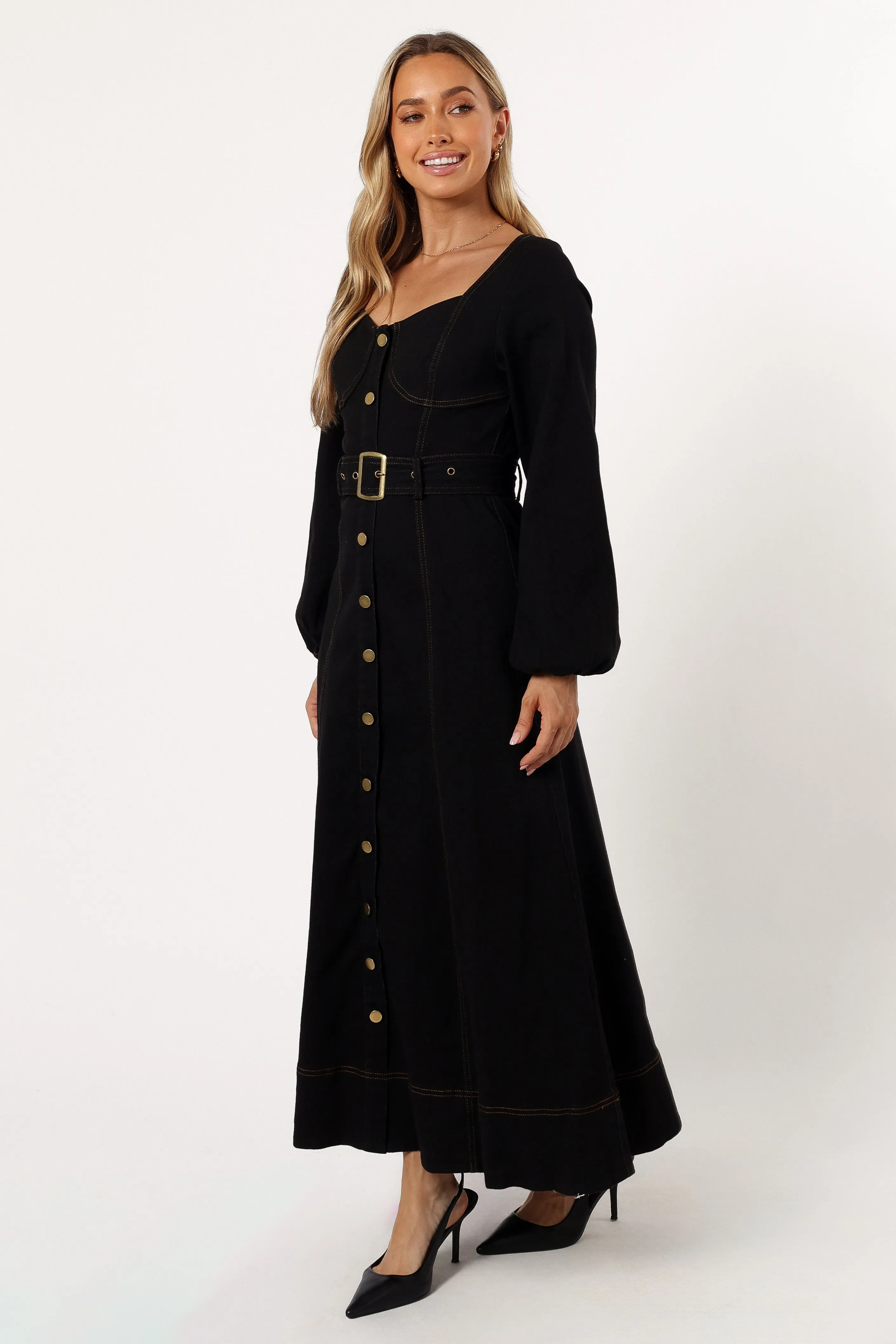 Mateo Long Sleeve Denim Dress - Black sold by Petal & Pup product image thumbnail 2