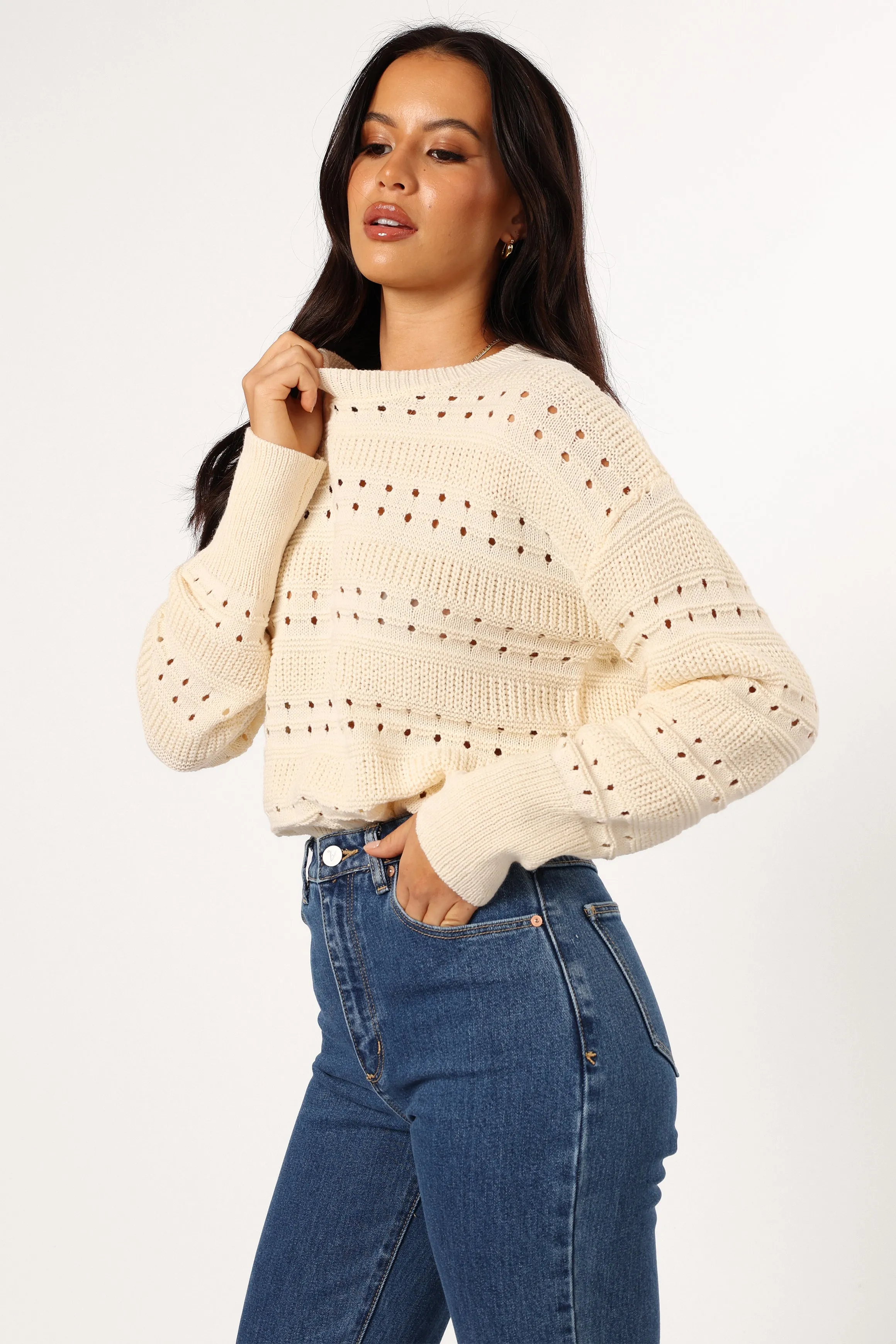 Watton Stripe Knit Sweater - Cream sold by Petal & Pup product image thumbnail 5