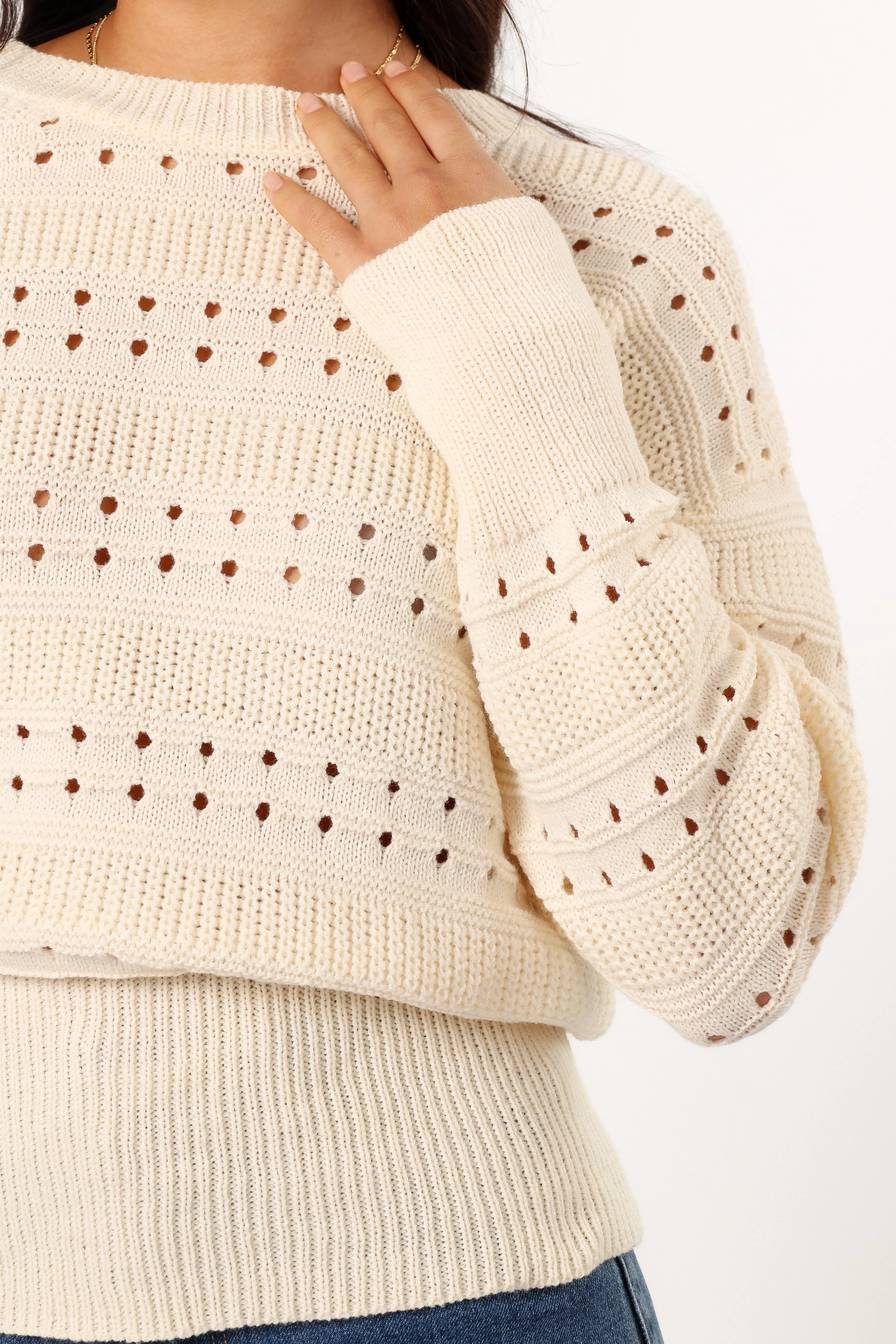 Watton Stripe Knit Sweater - Cream sold by Petal & Pup product image thumbnail 4