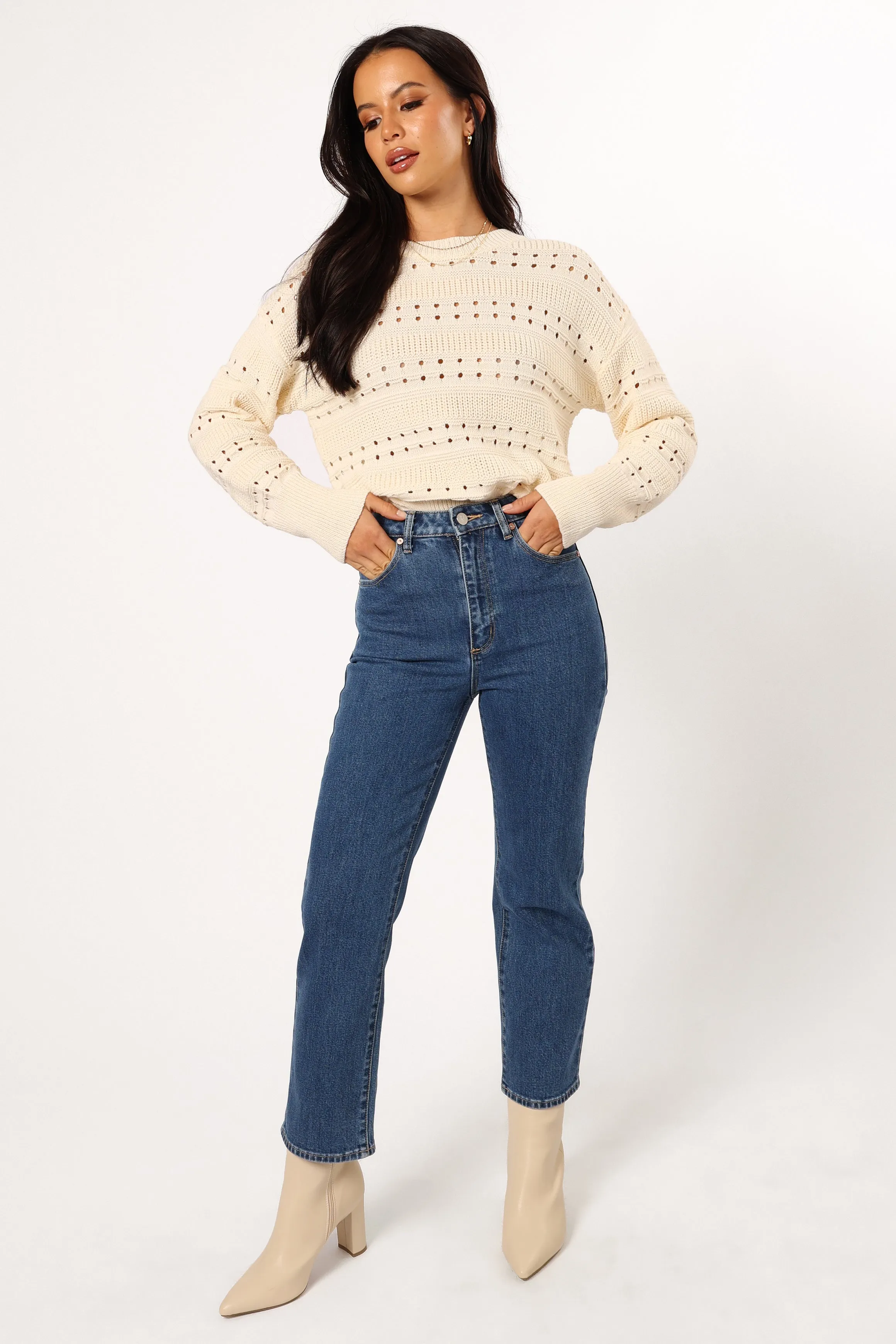 Watton Stripe Knit Sweater - Cream sold by Petal & Pup product image thumbnail 2