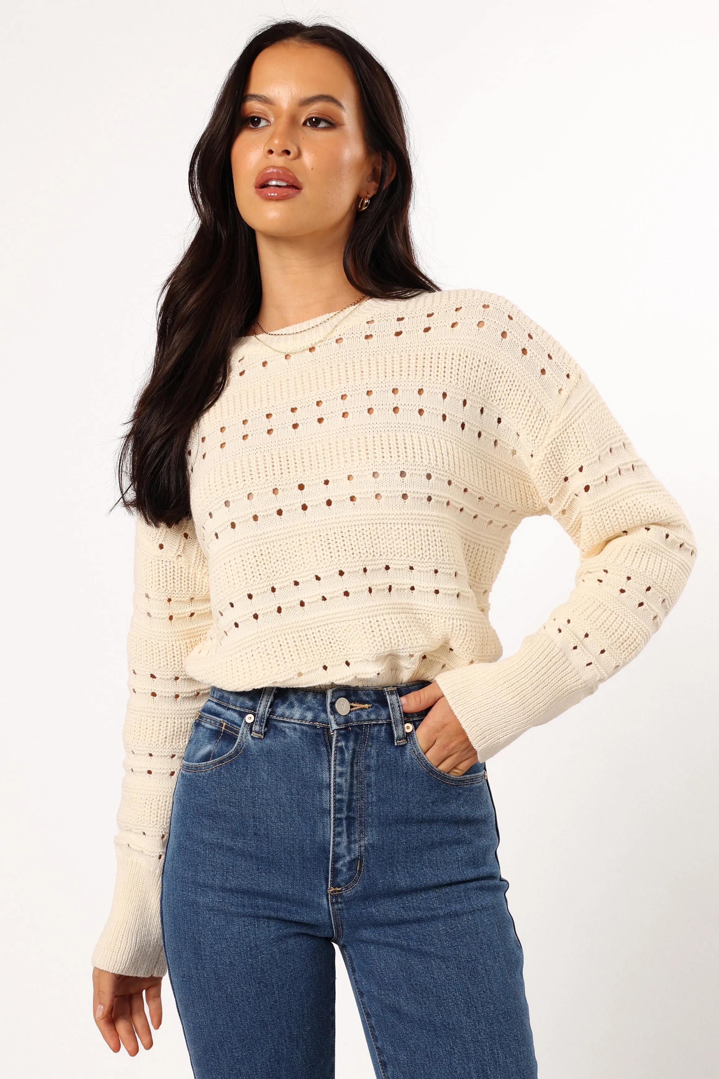 Watton Stripe Knit Sweater - Cream sold by Petal & Pup product image thumbnail 3