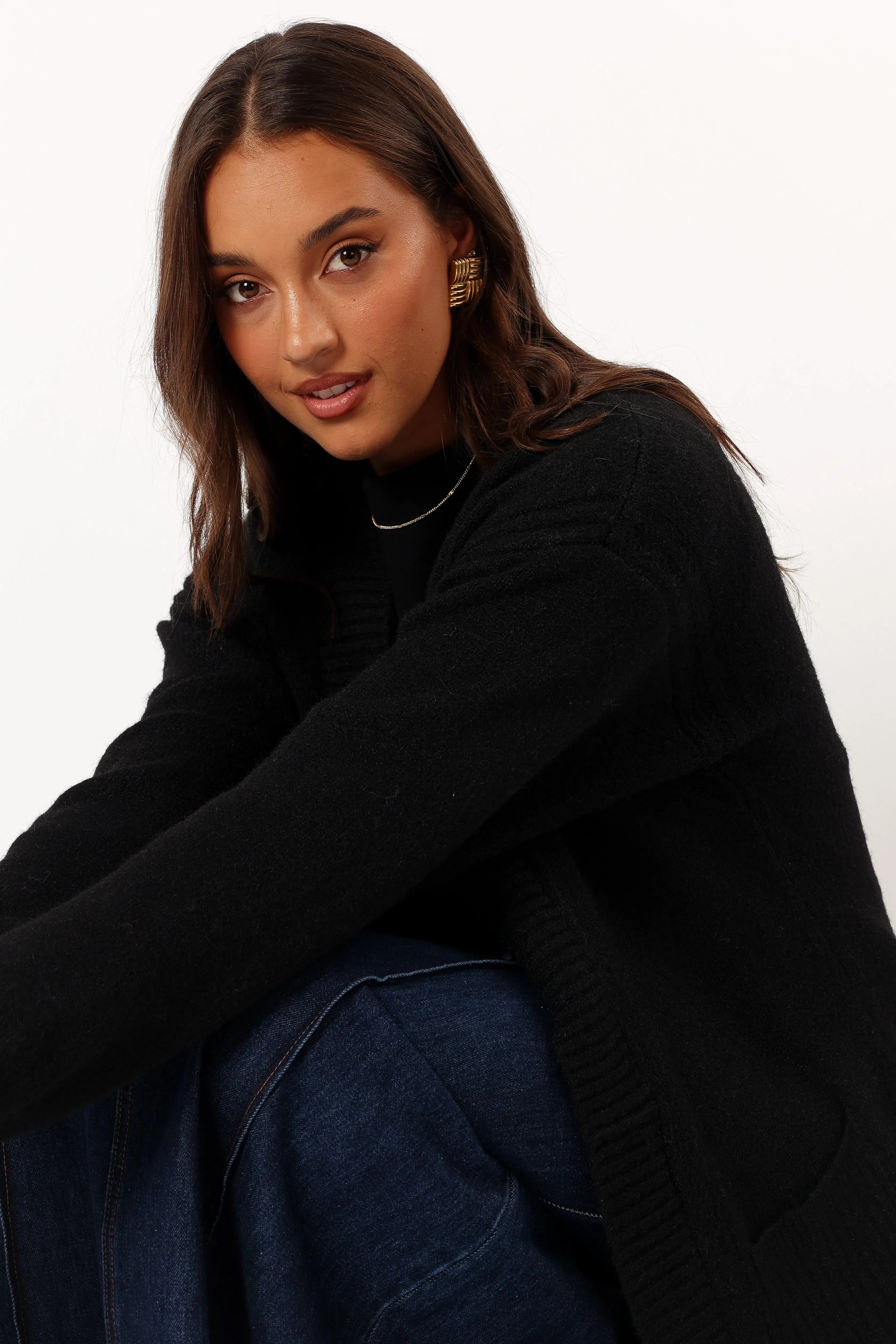 Nicolette Open Front Long Cardigan - Black sold by Petal & Pup product image thumbnail 2