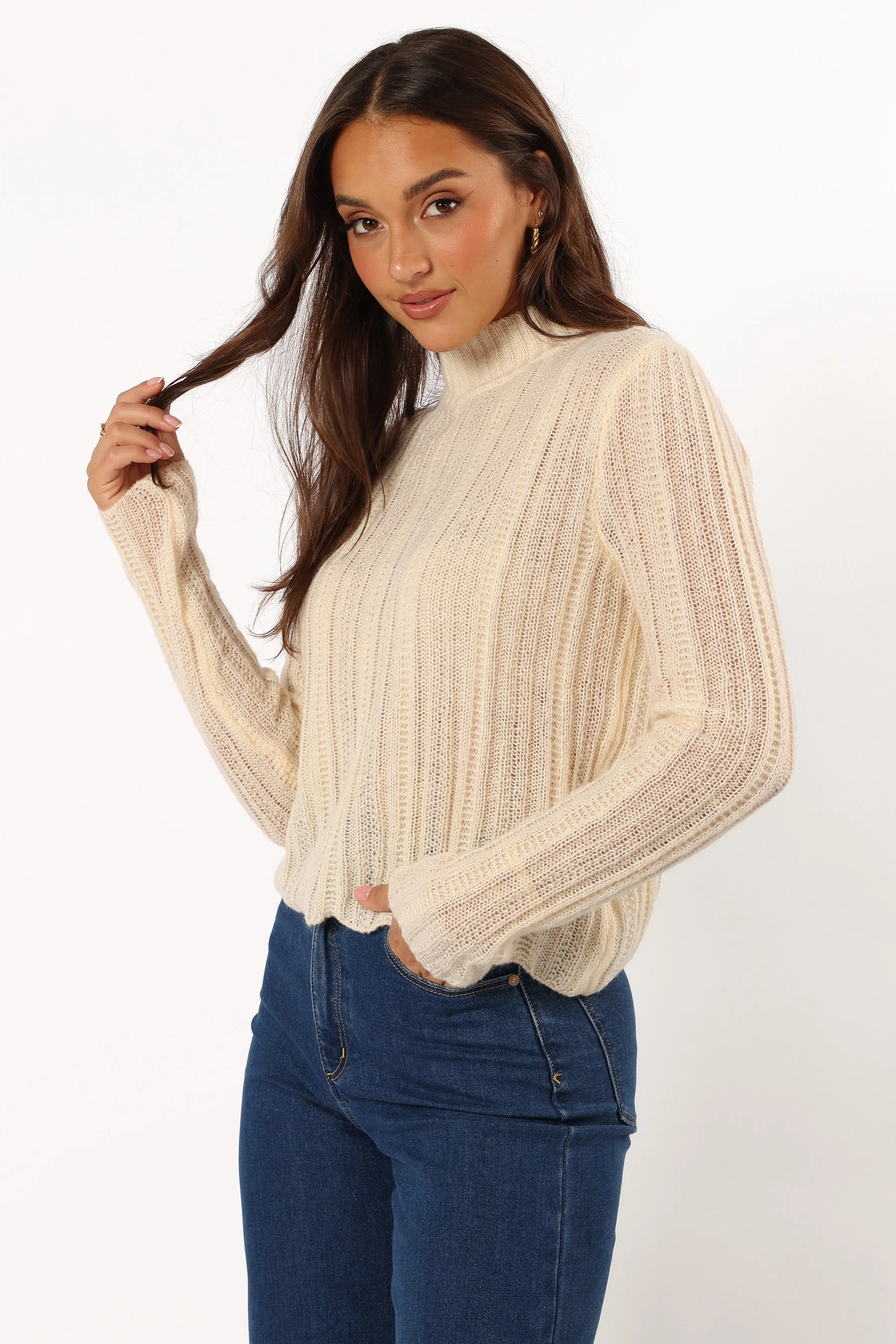Wynford Scallop Edge Knit Sweater - Cream sold by Petal & Pup product image thumbnail 3