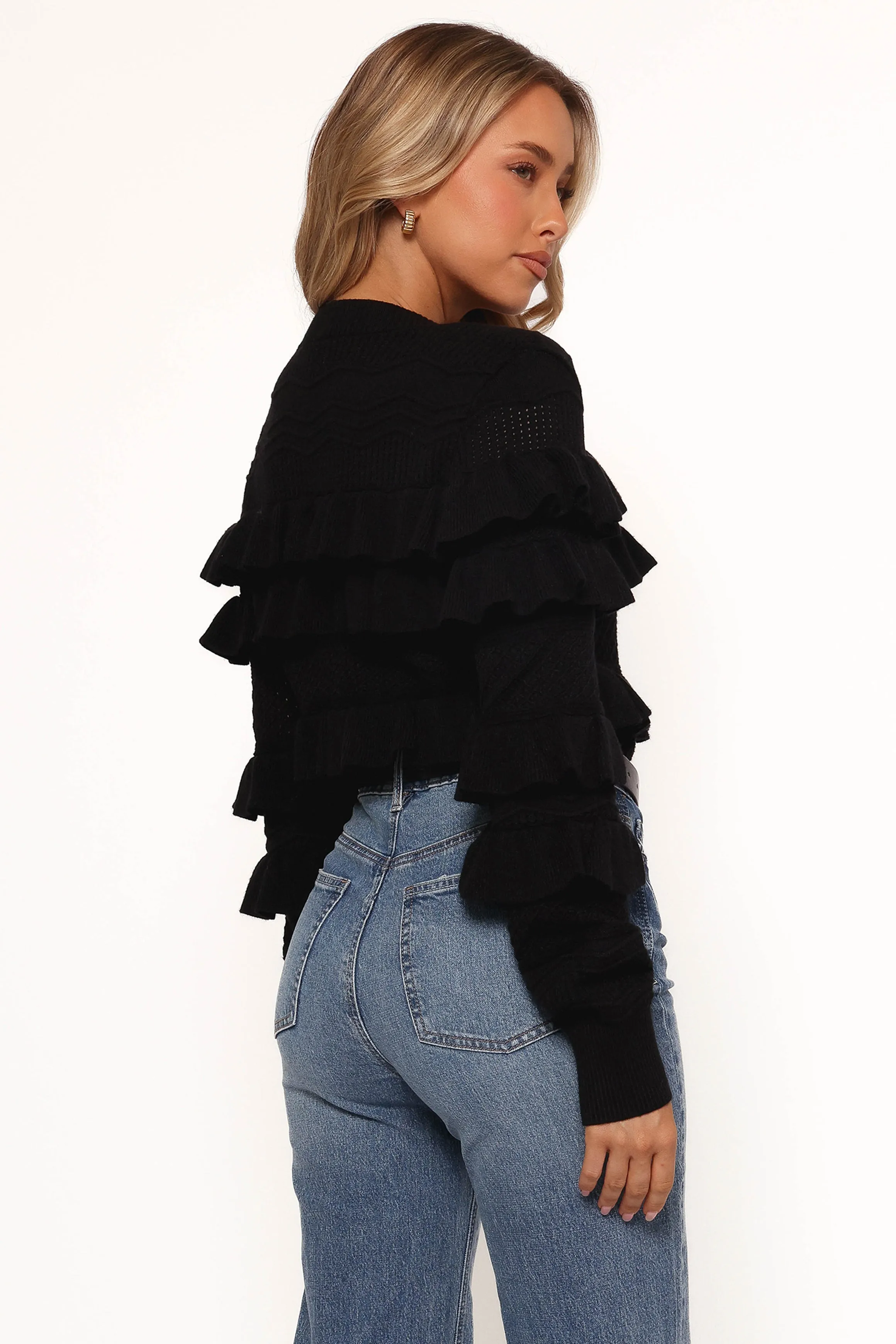 Hayworth Ruffle detail Cardigan - Black sold by Petal & Pup product image thumbnail 4