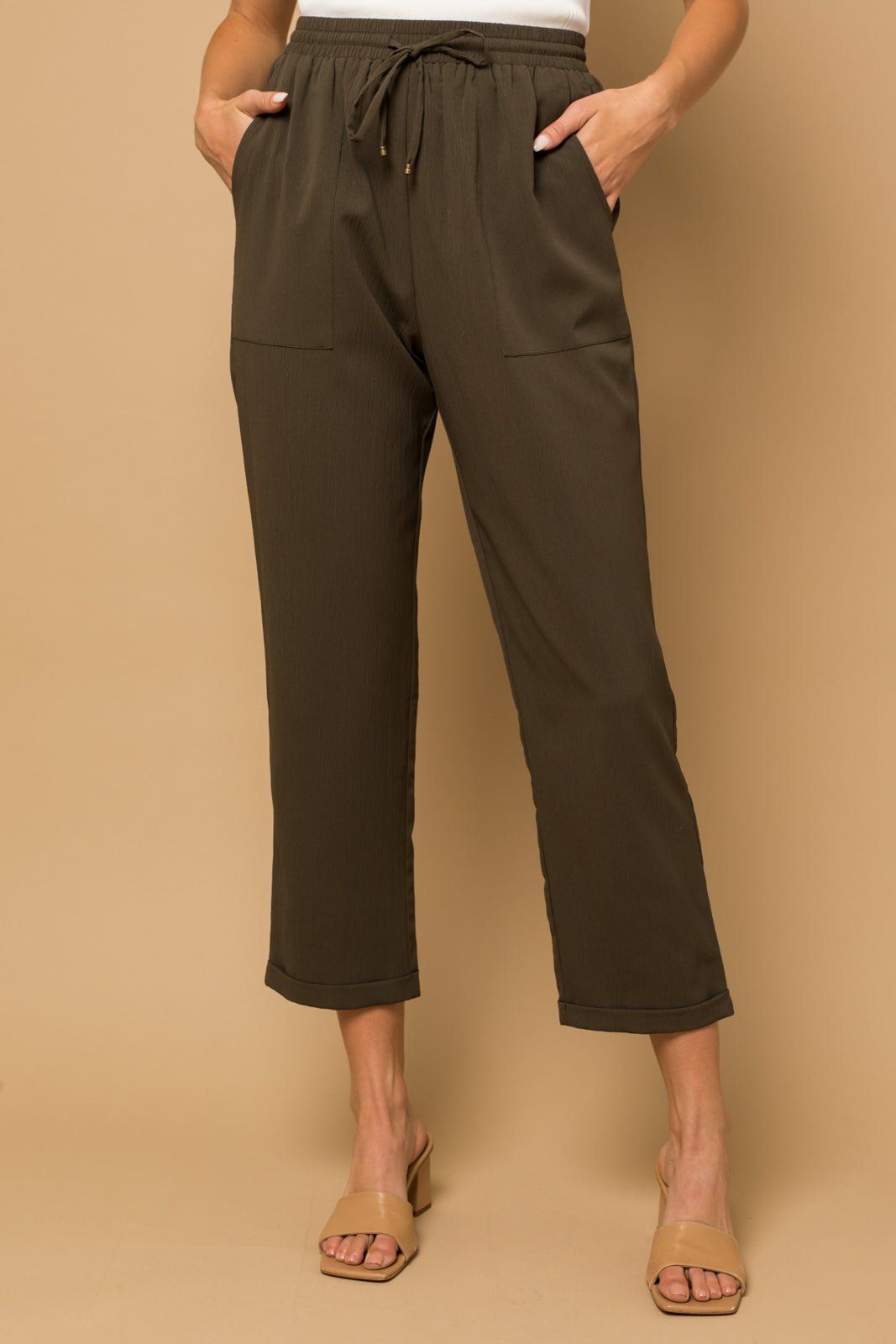 Leah High Waisted Pants - Dark Olive sold by Petal & Pup product image thumbnail 4