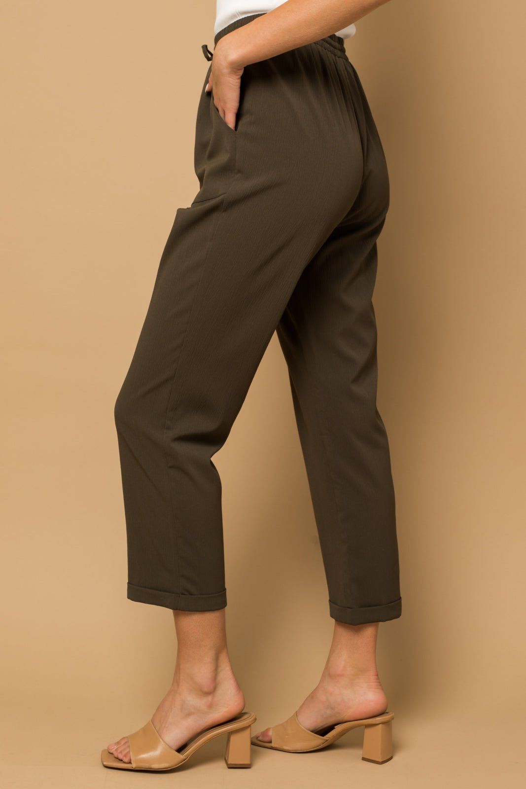 Leah High Waisted Pants - Dark Olive sold by Petal & Pup product image thumbnail 2