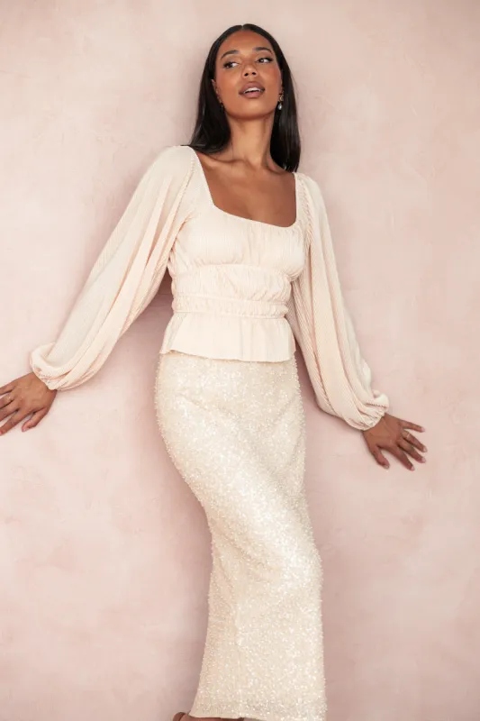 Ceppia Plisse Top - Light Peach sold by Petal & Pup