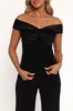 Rita Velvet Off Shoulder Top - Black sold by Petal & Pup