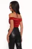 Rita Velvet Off Shoulder Top - Red sold by Petal & Pup