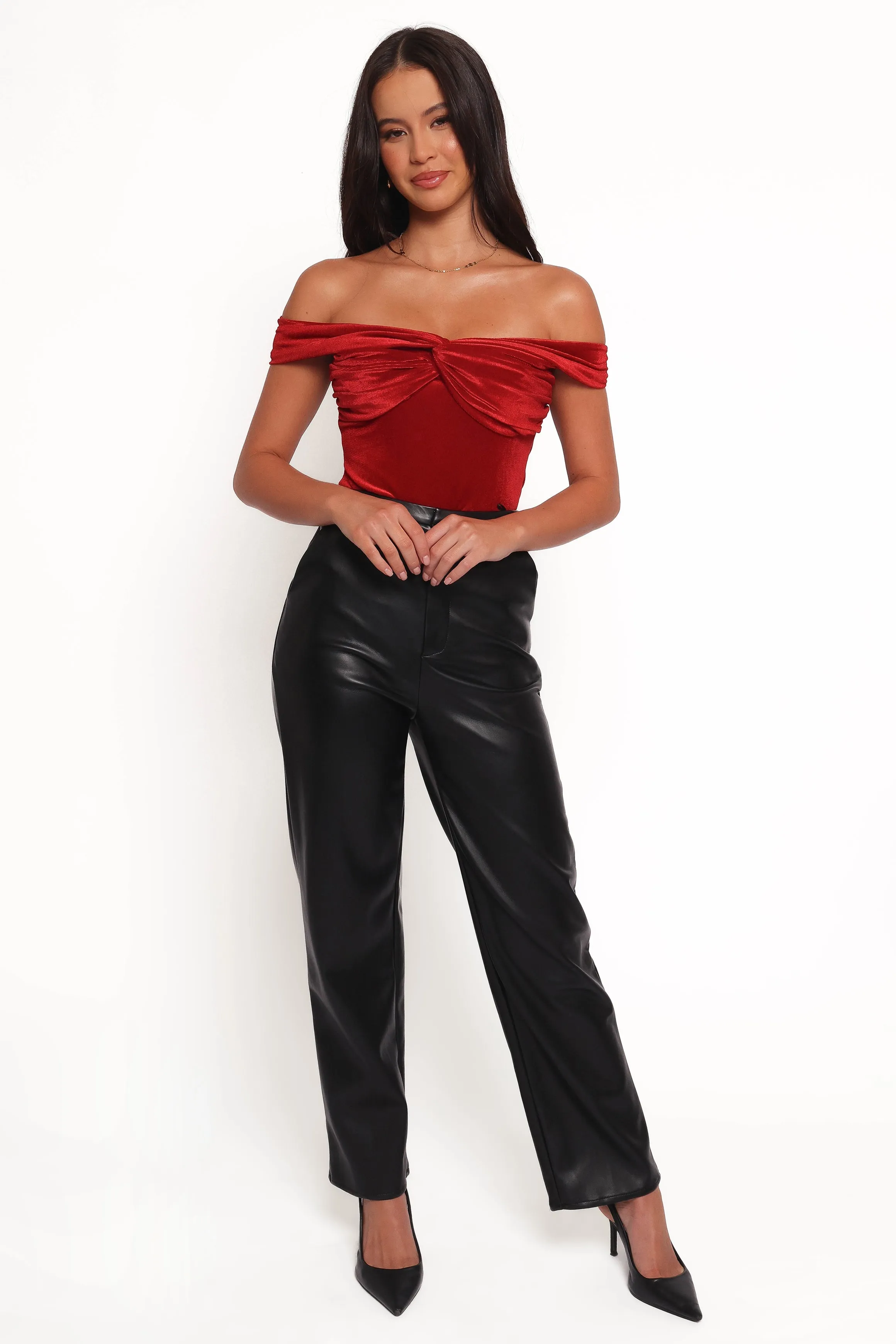 Rita Velvet Off Shoulder Top - Red sold by Petal & Pup product image thumbnail 2
