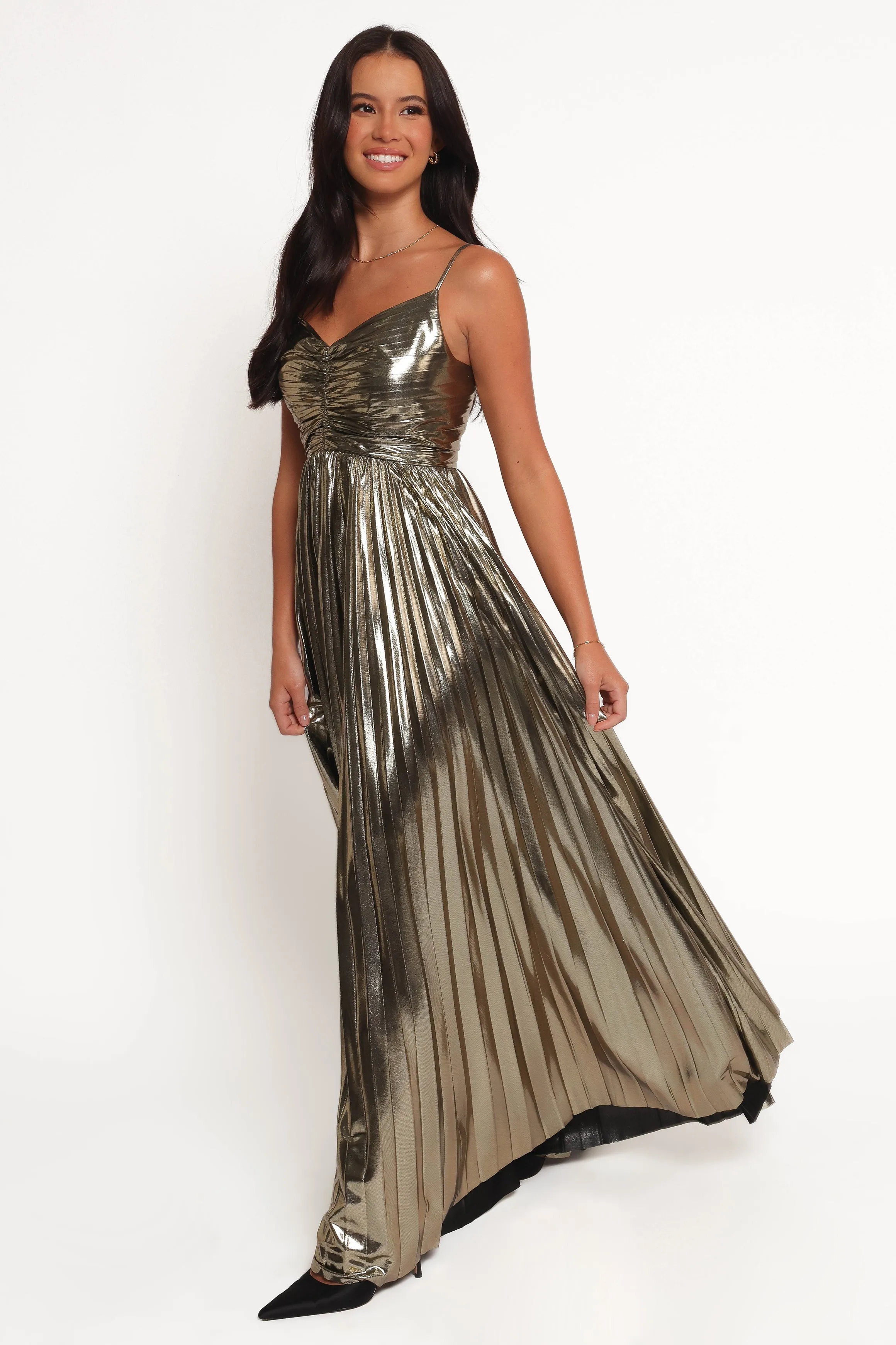 Naira Pleated Maxi Dress - Gold sold by Petal & Pup product image thumbnail 4