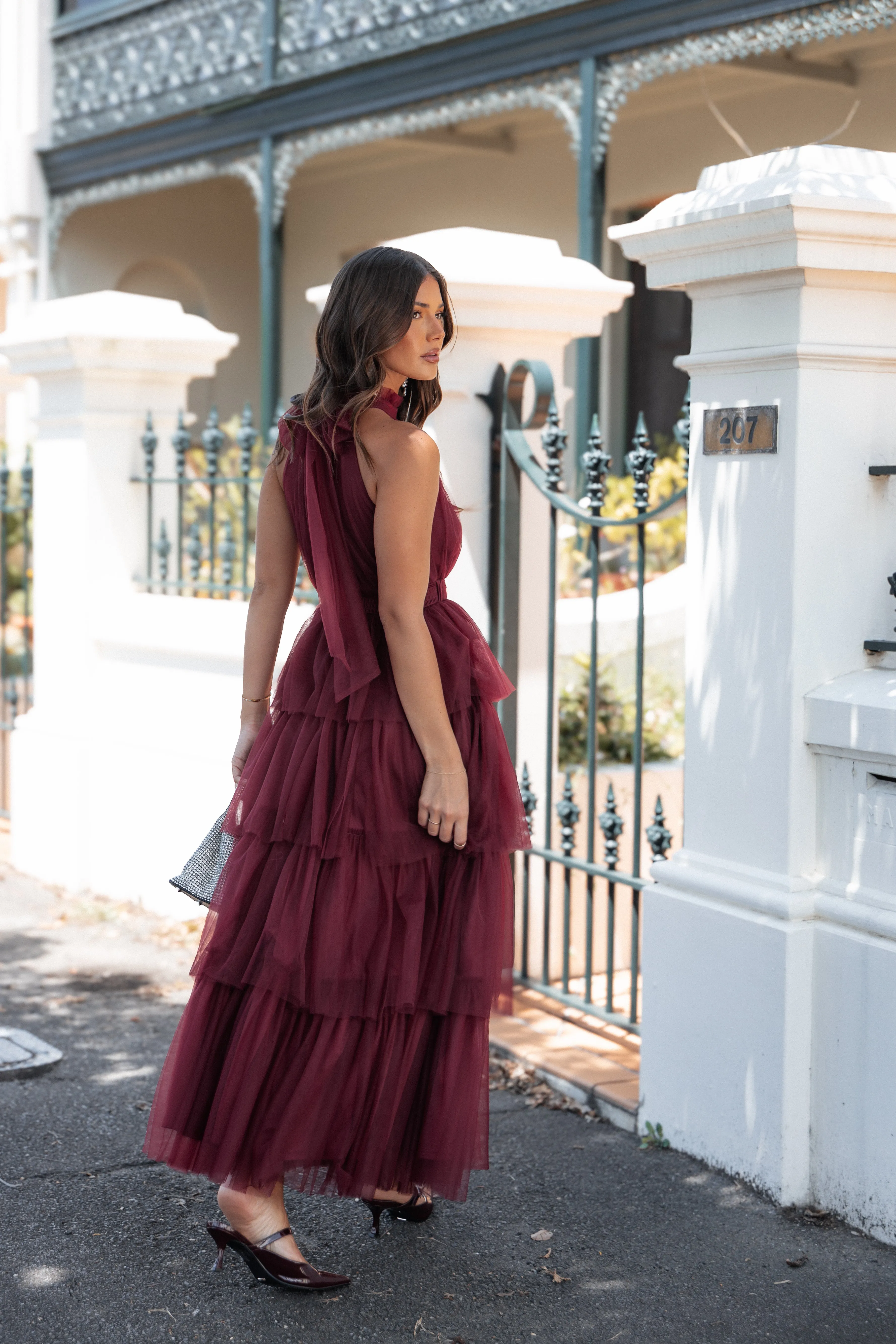 Frances Halterneck Maxi Dress - Wine sold by Petal & Pup product image thumbnail 2