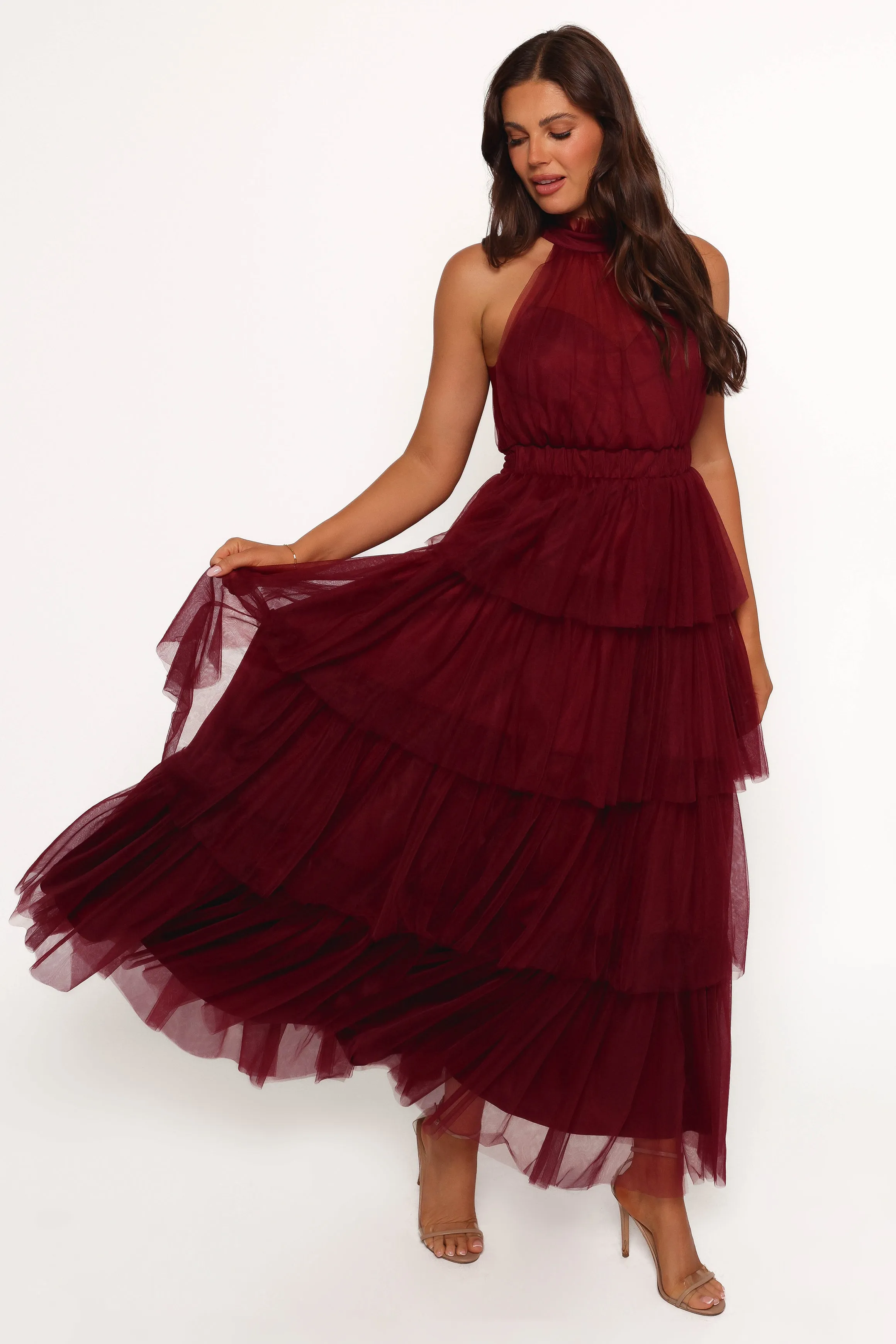 Frances Halterneck Maxi Dress - Wine sold by Petal & Pup product image thumbnail 3
