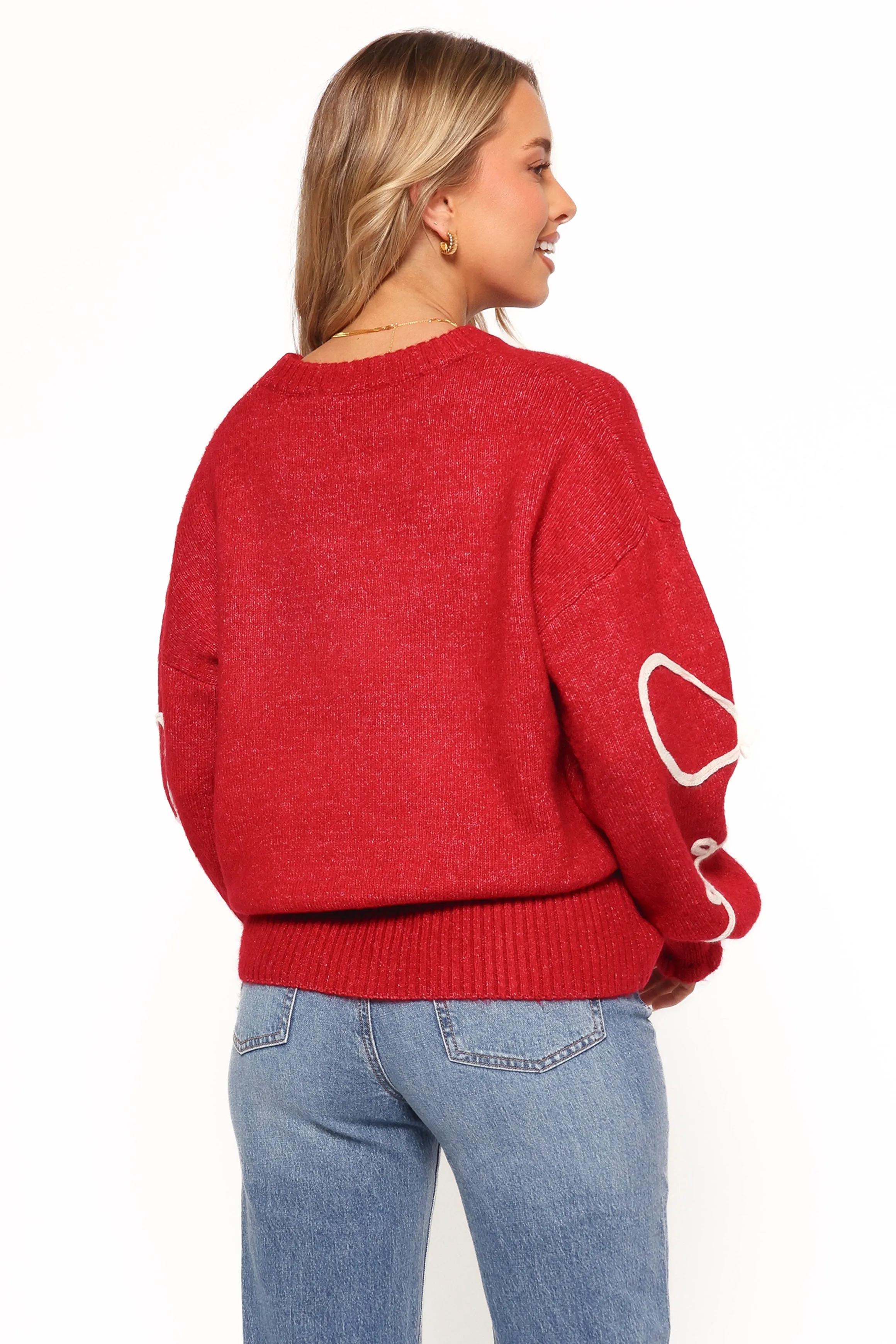 Mardi Large Bow Knit Sweater - Red/Cream sold by Petal & Pup product image thumbnail 4