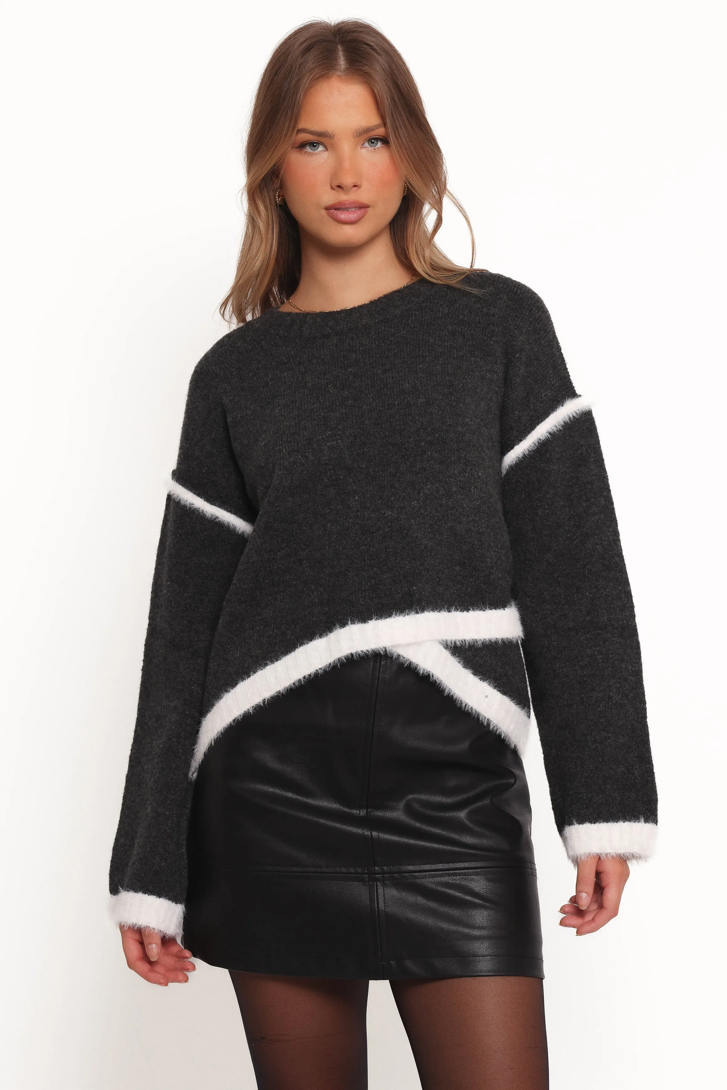 Ares Crossover Hem Knit Sweater - Black sold by Petal & Pup