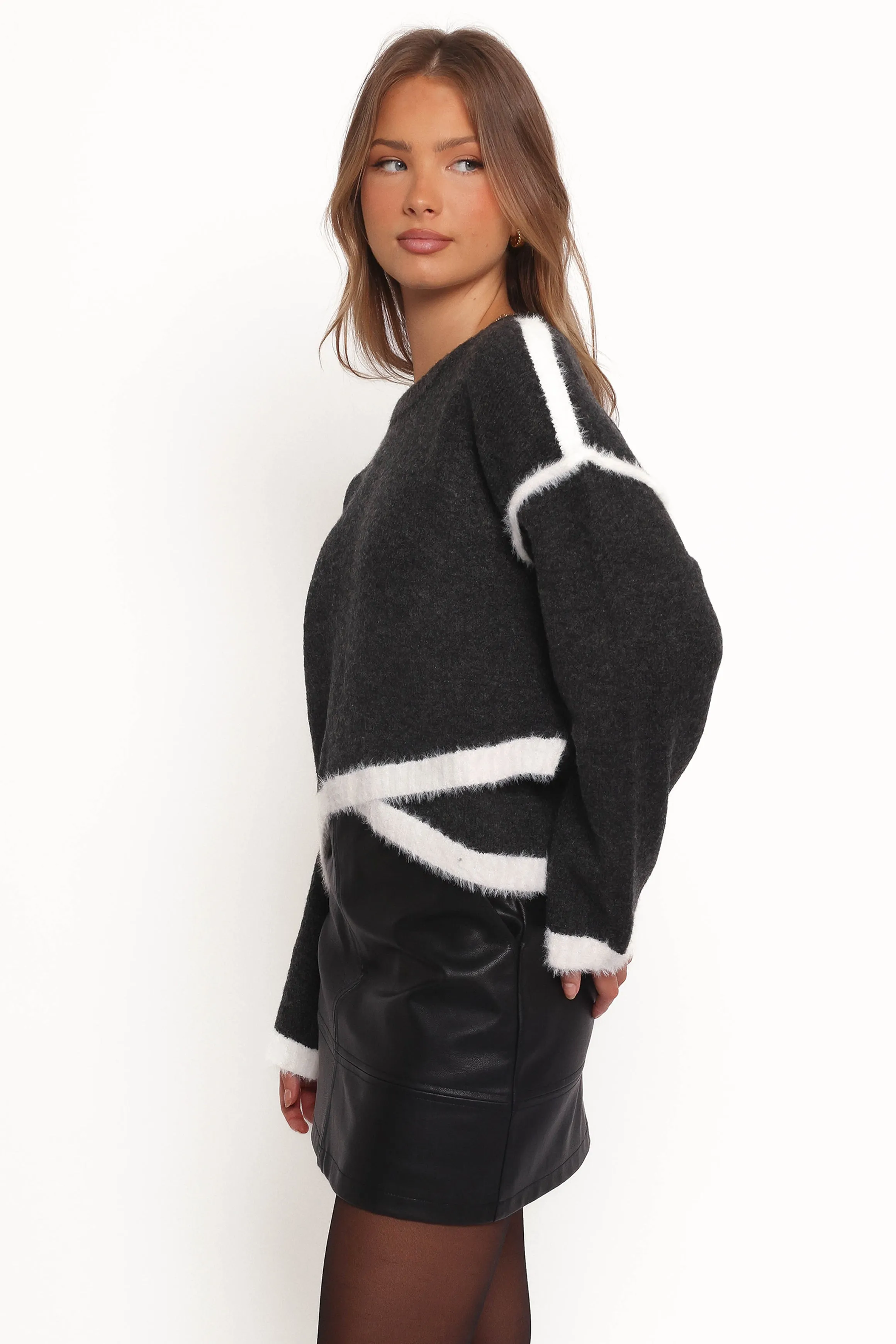 Ares Crossover Hem Knit Sweater - Black sold by Petal & Pup product image thumbnail 3