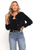 Tavan Crop Button Front Cardigan - Black sold by Petal & Pup