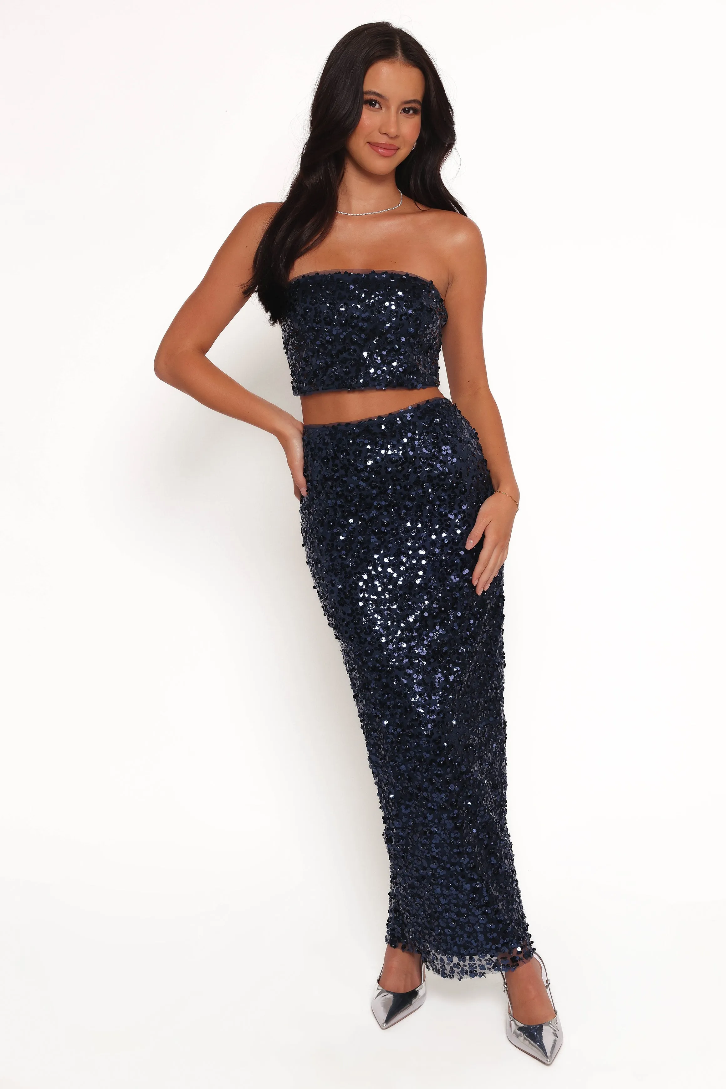 Glissy Sequin Skirt Set - Navy sold by Petal & Pup
