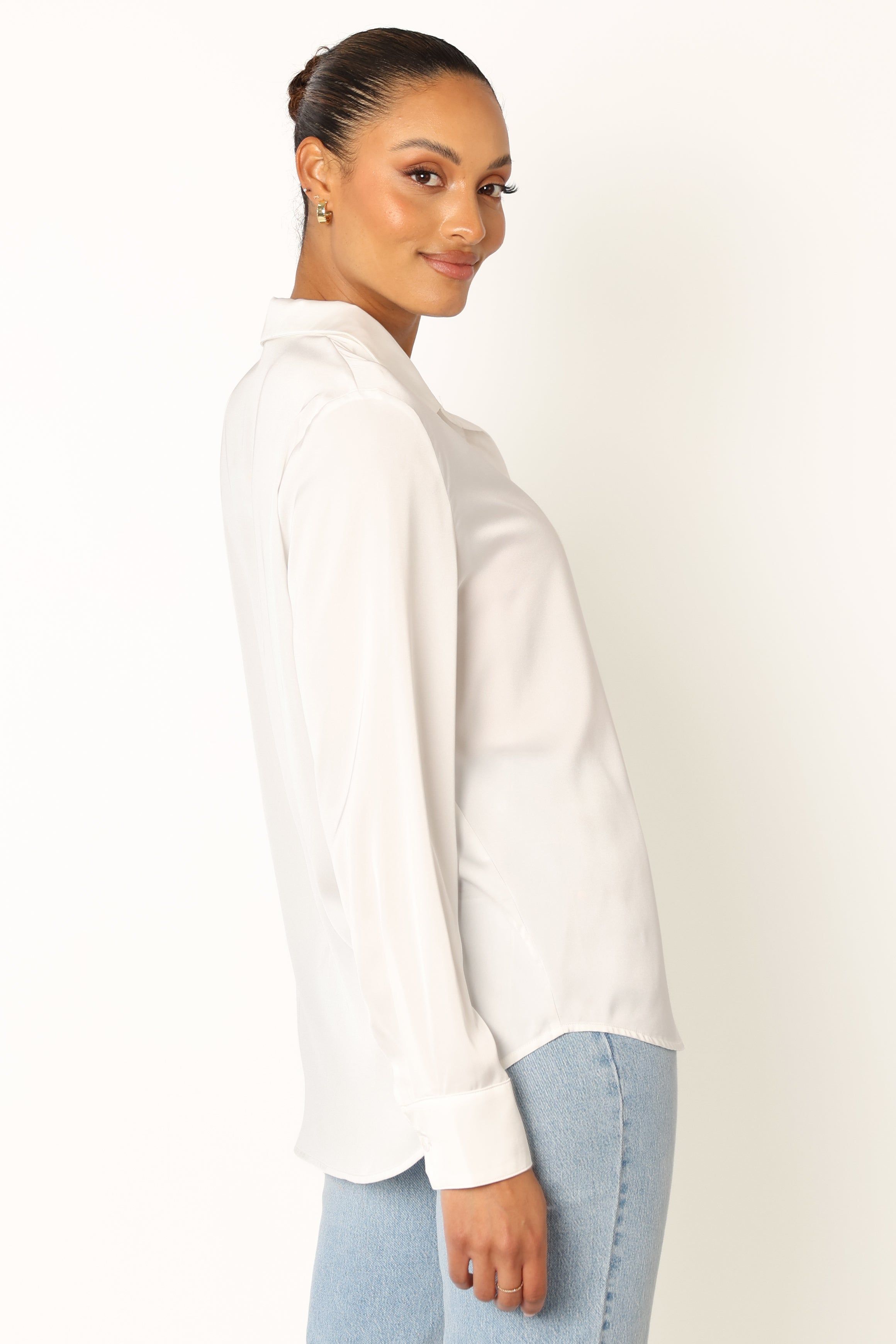 Narissa Satin Shirt - Ivory sold by Petal & Pup product image thumbnail 4