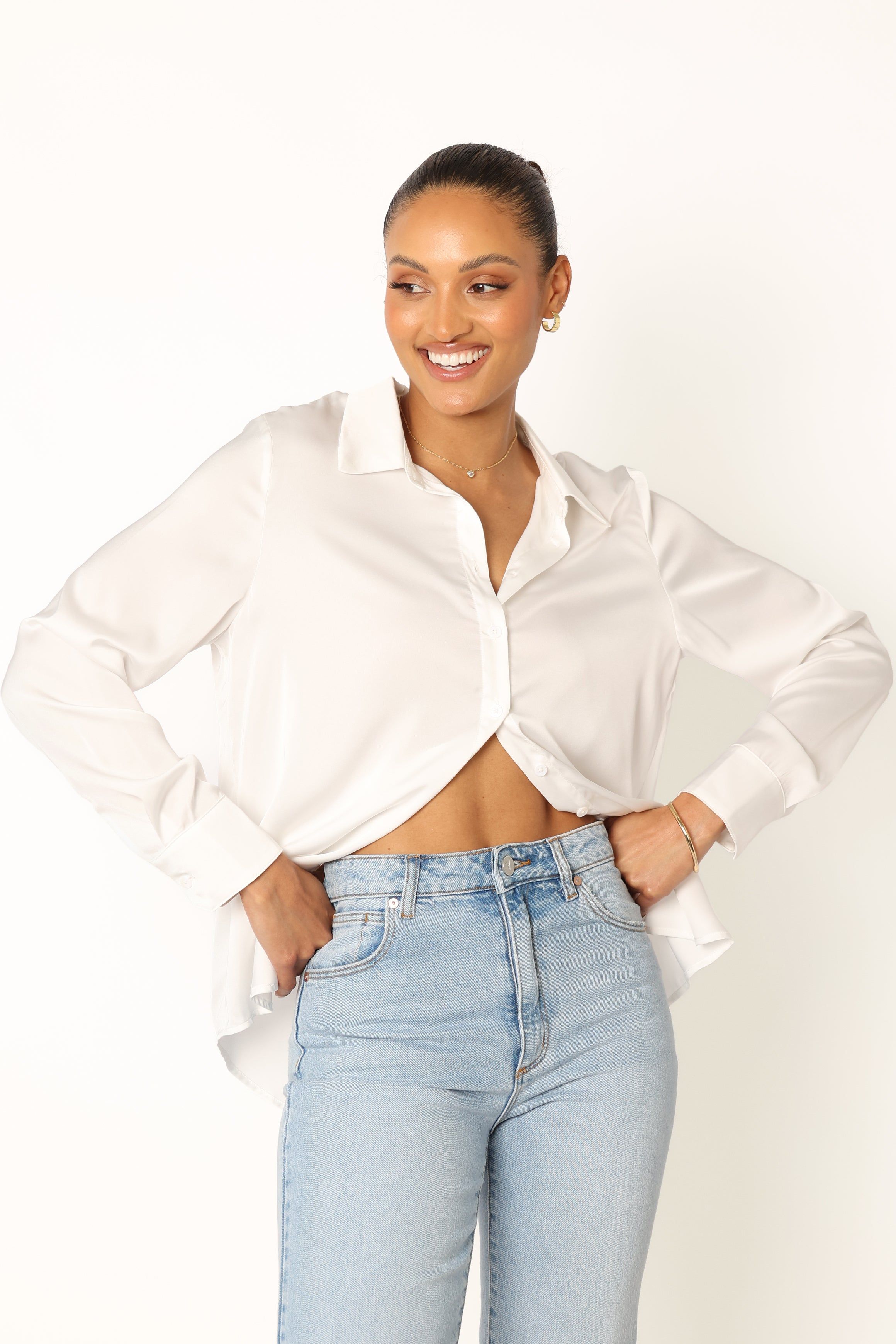 Narissa Satin Shirt - Ivory sold by Petal & Pup product image thumbnail 2