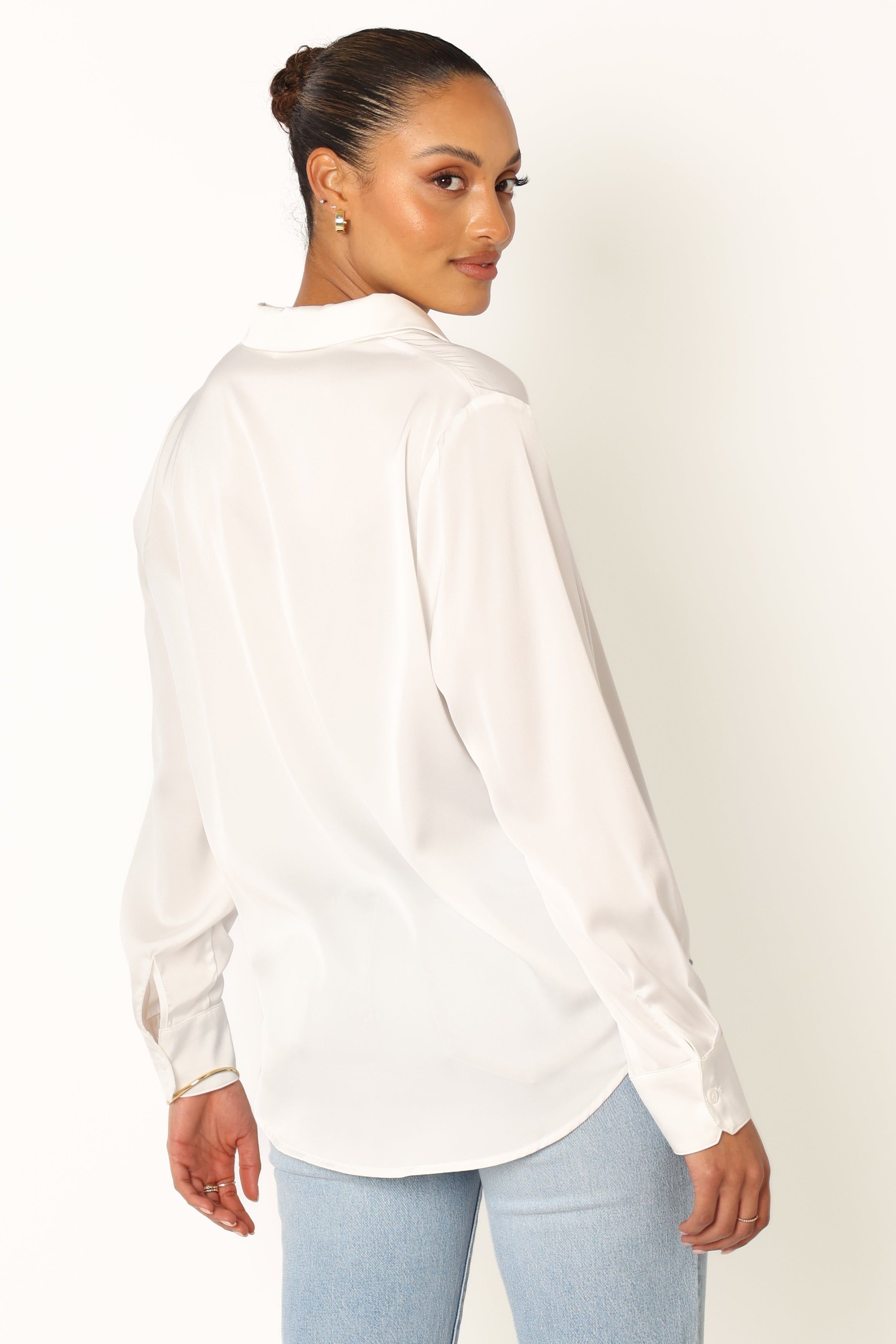 Narissa Satin Shirt - Ivory sold by Petal & Pup product image thumbnail 5