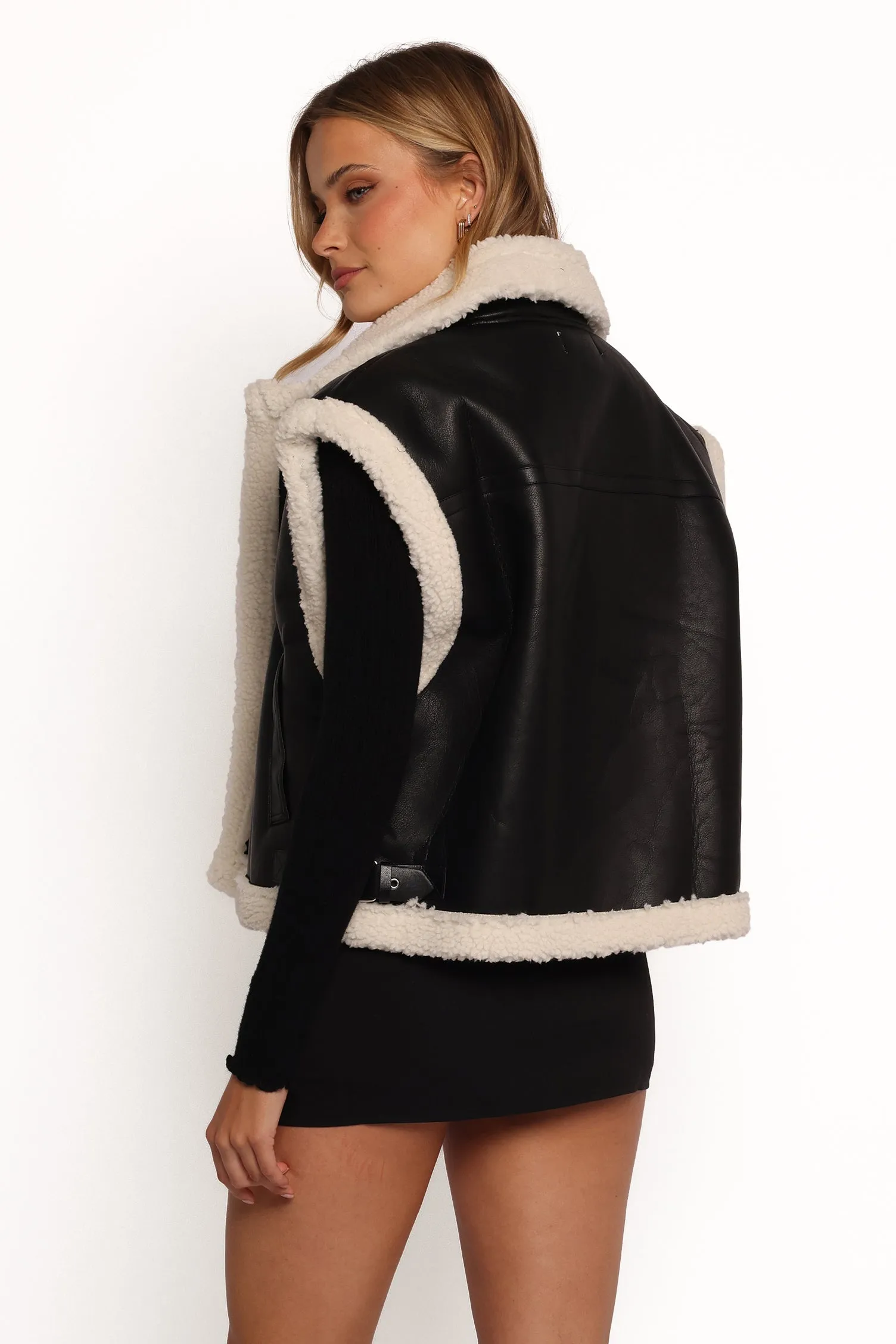 Kayden Faux Shearling Lined Vest - Black sold by Petal & Pup product image thumbnail 4