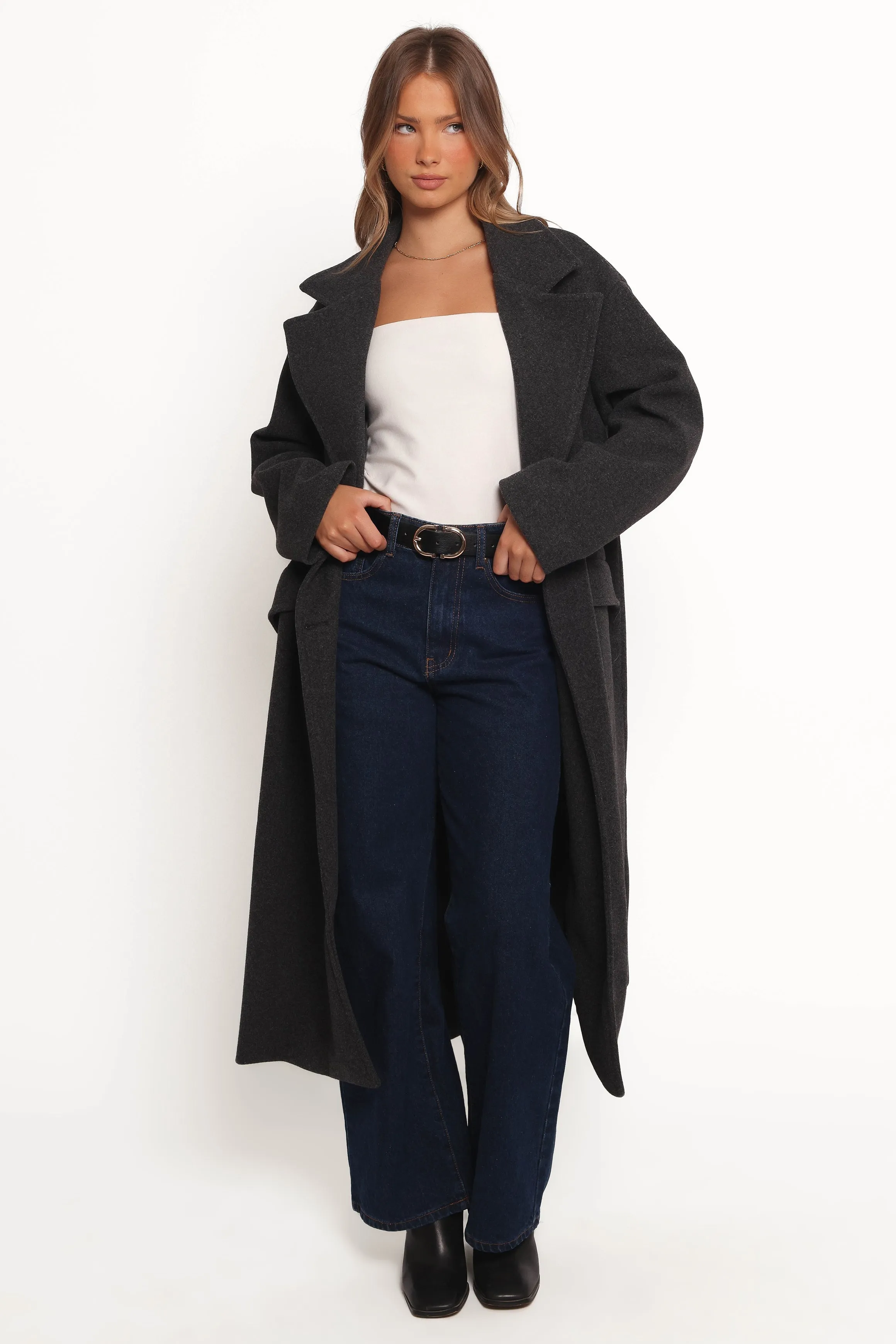 Brylie Oversized Coat - Charcoal sold by Petal & Pup