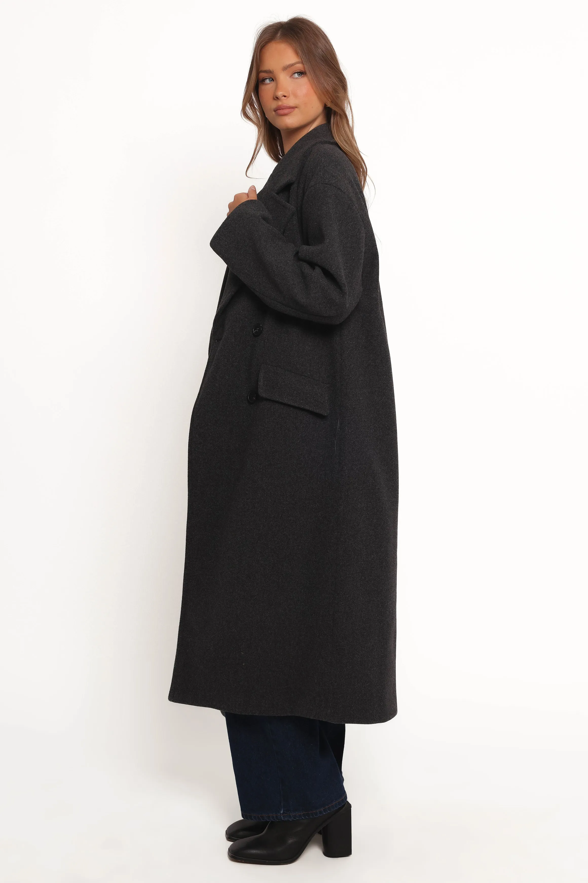 Brylie Oversized Coat - Charcoal sold by Petal & Pup product image thumbnail 3