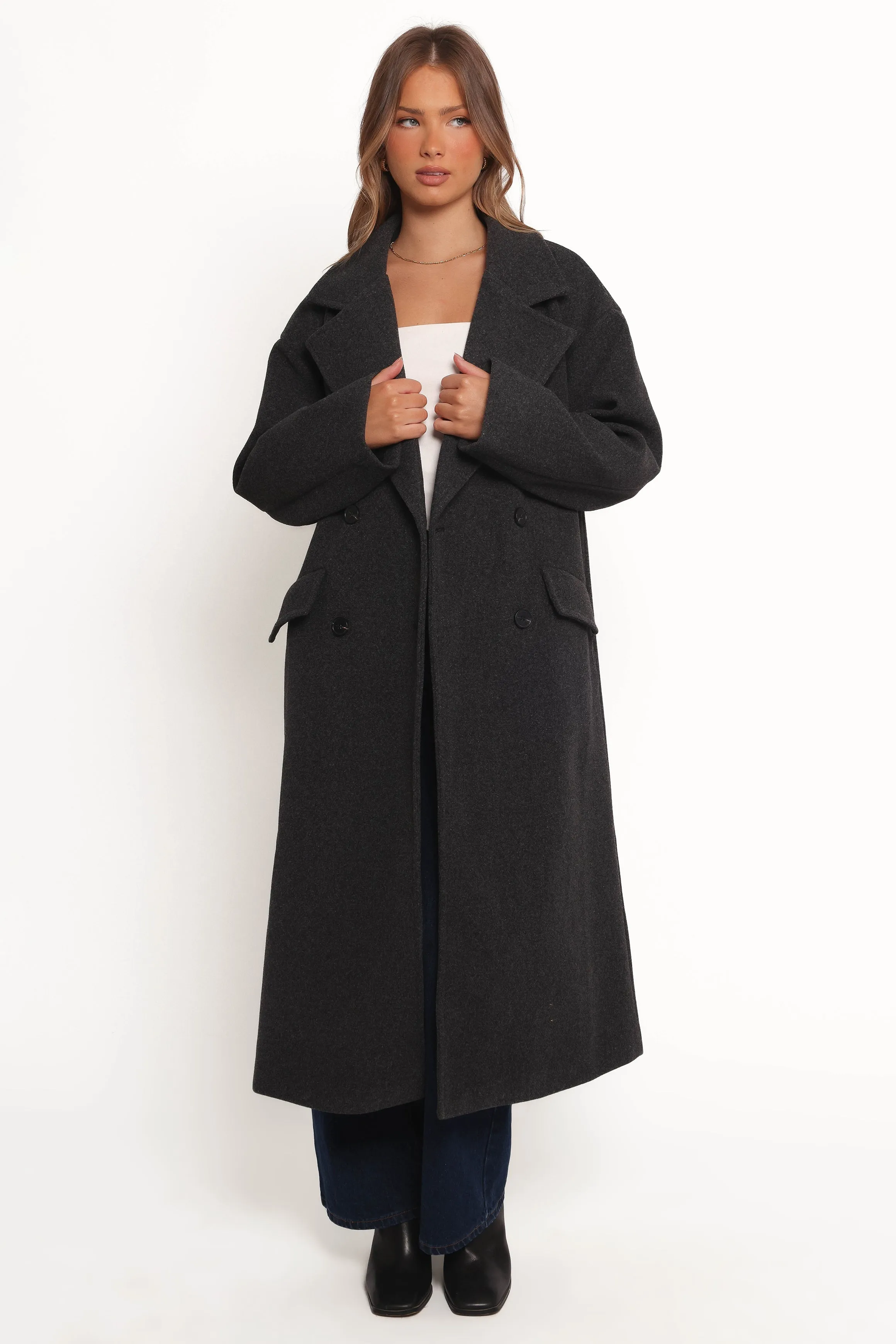Brylie Oversized Coat - Charcoal sold by Petal & Pup product image thumbnail 2