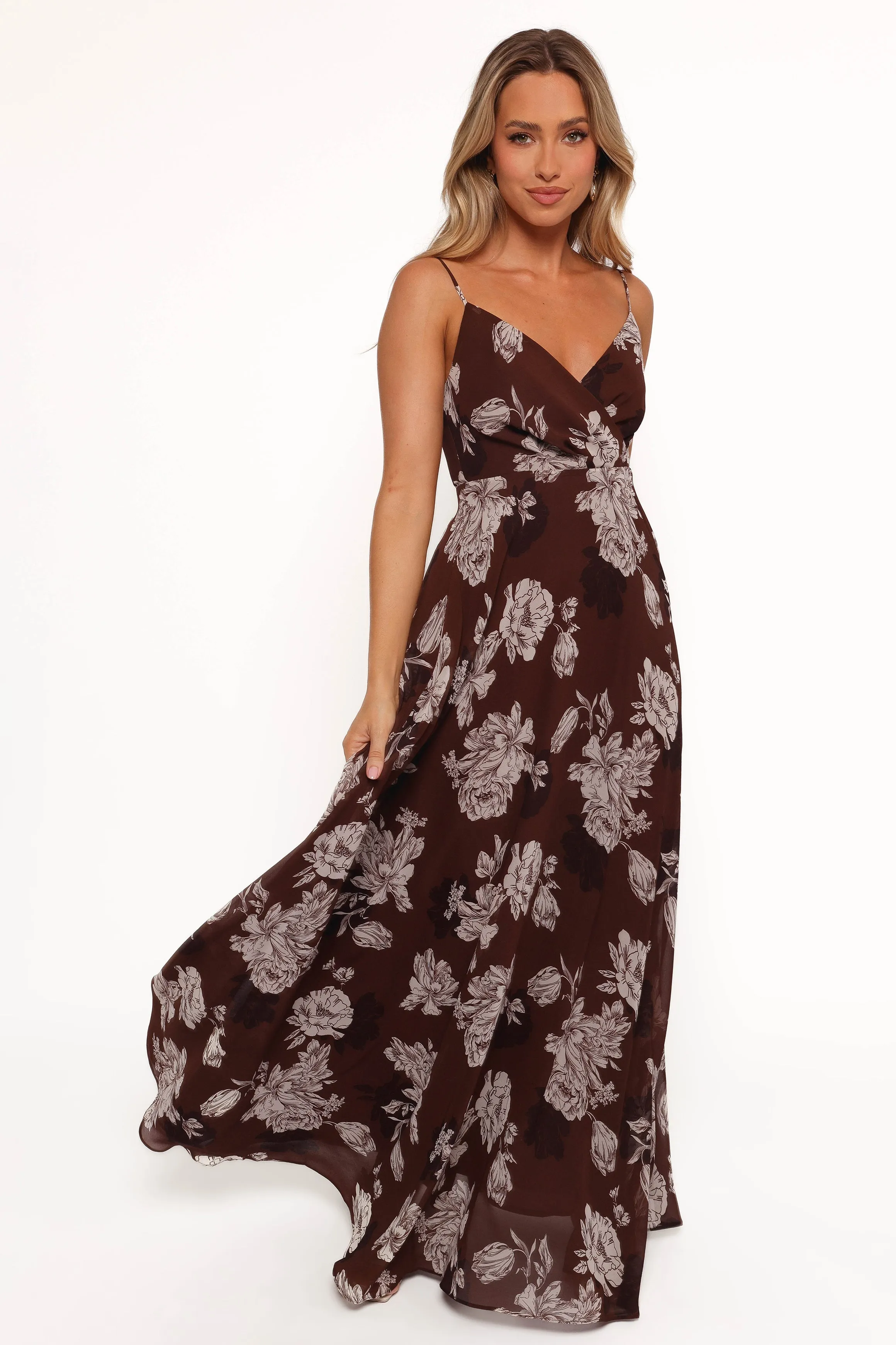 Madilyn Maxi Dress - Brown Floral sold by Petal & Pup