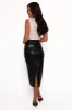 Franka Faux Leather Midi Skirt - Black sold by Petal & Pup