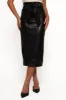 Franka Faux Leather Midi Skirt - Black sold by Petal & Pup