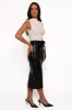 Franka Faux Leather Midi Skirt - Black sold by Petal & Pup