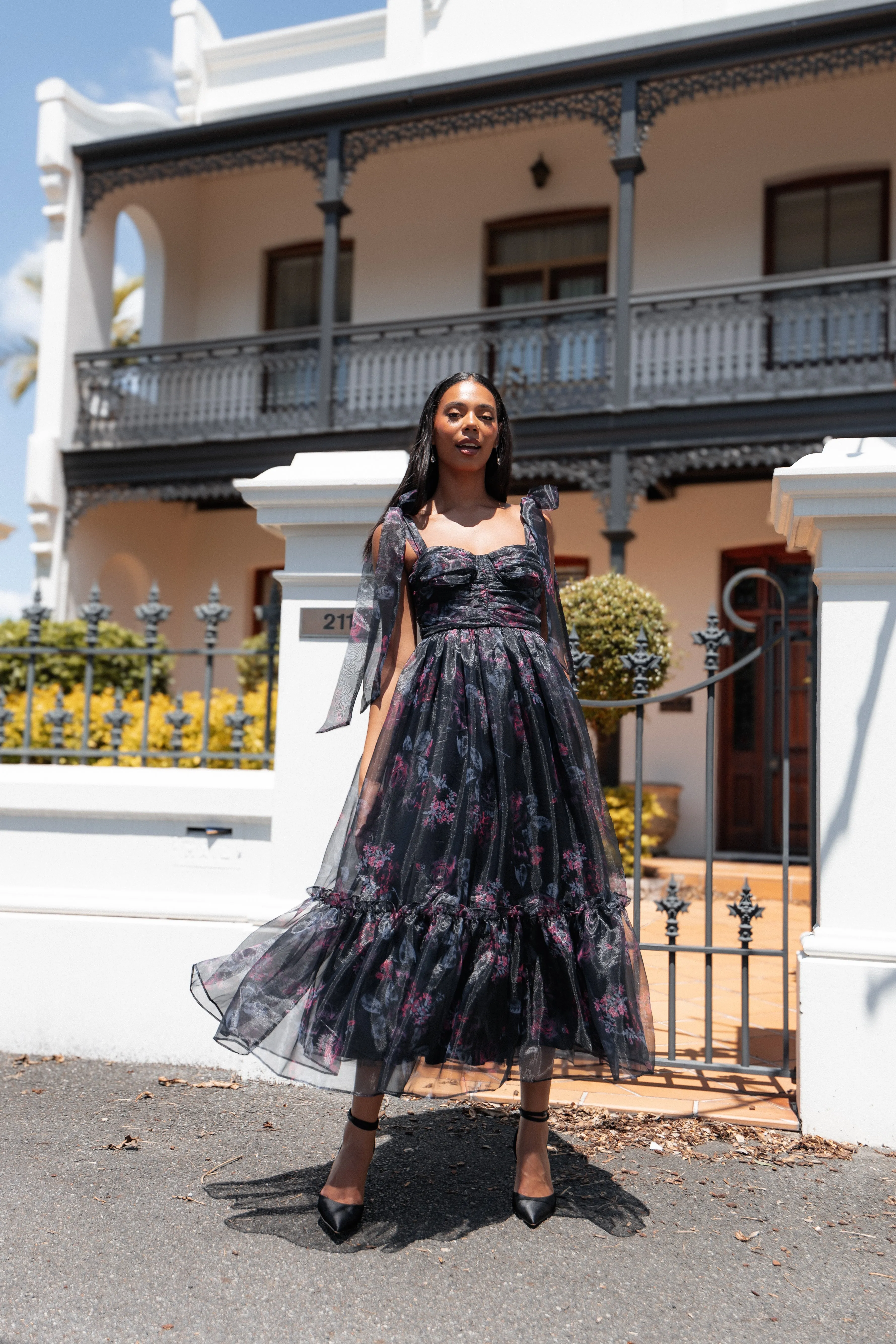 Floret Midi Dress - Dark Floral sold by Petal & Pup