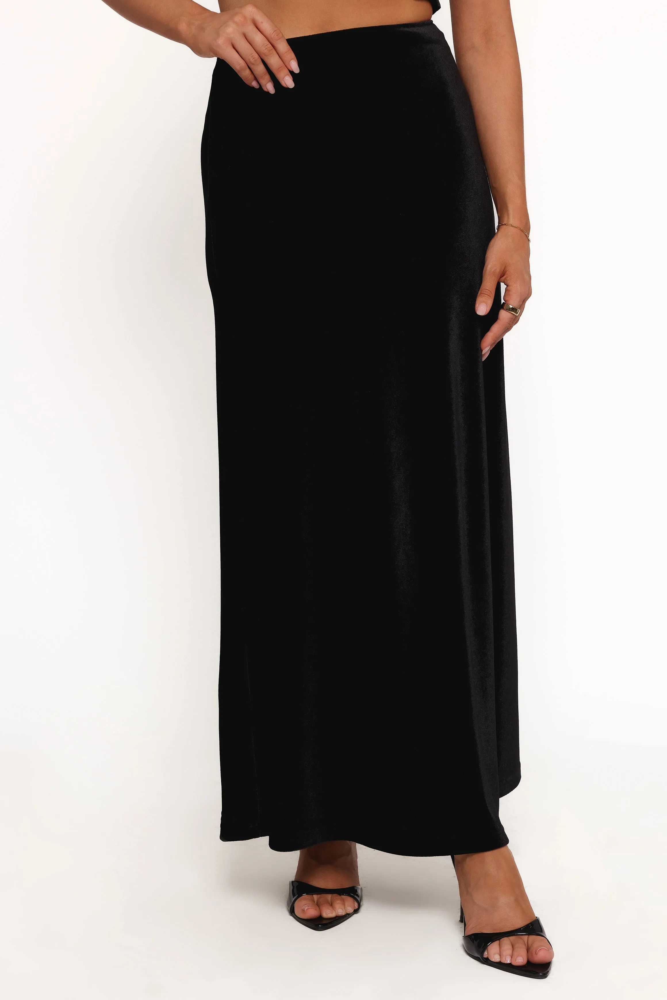 Suri Velvet Maxi Skirt - Black sold by Petal & Pup product image thumbnail 4
