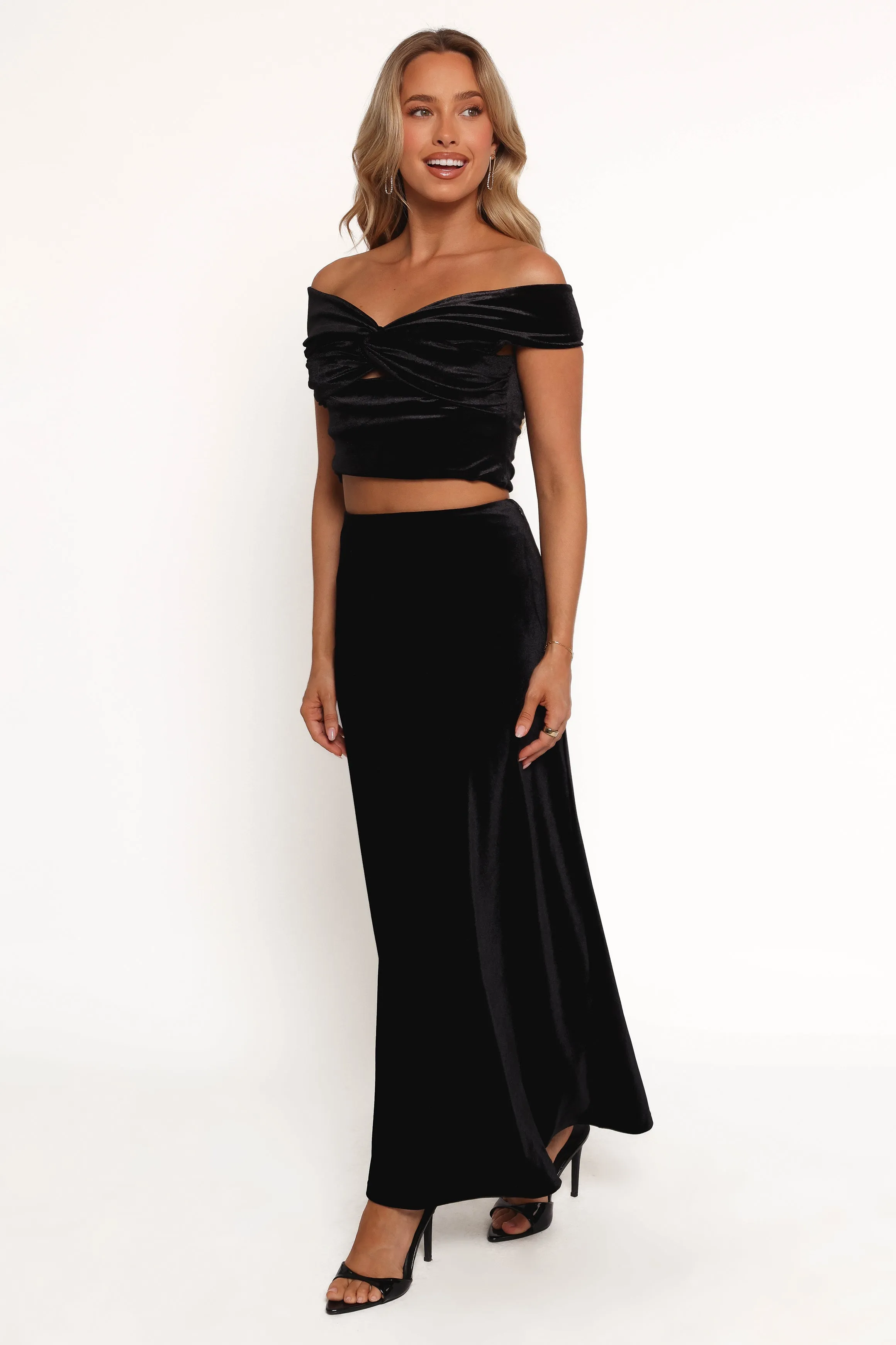 Suri Velvet Maxi Skirt - Black sold by Petal & Pup product image thumbnail 5