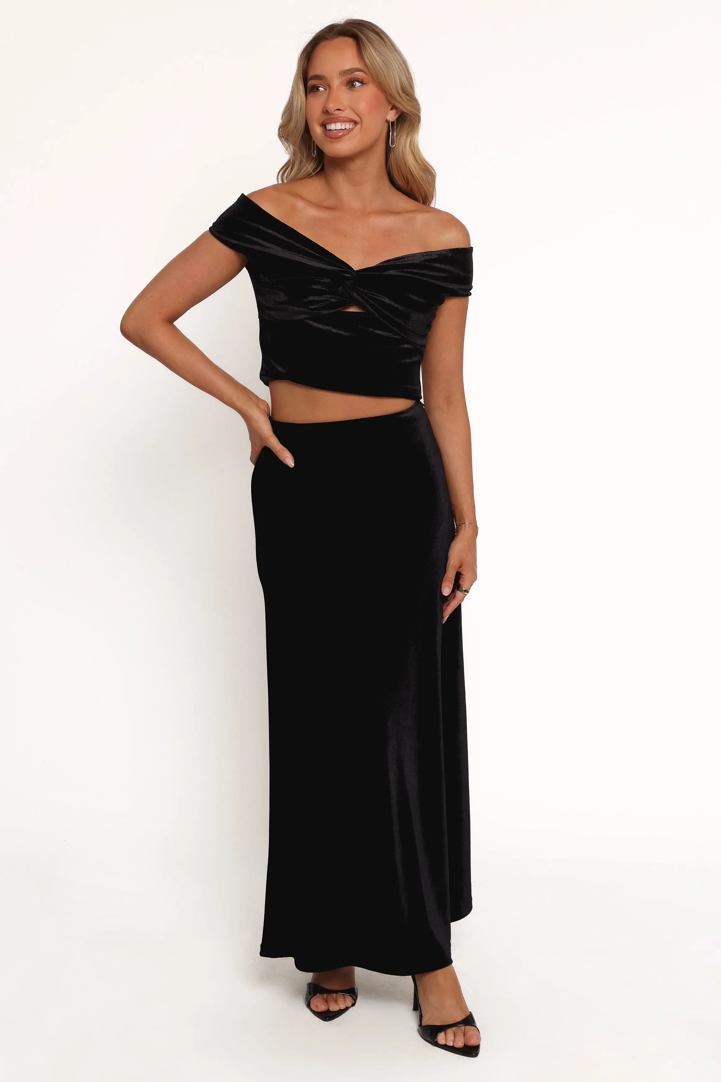 Suri Velvet Maxi Skirt - Black sold by Petal & Pup product image thumbnail 3