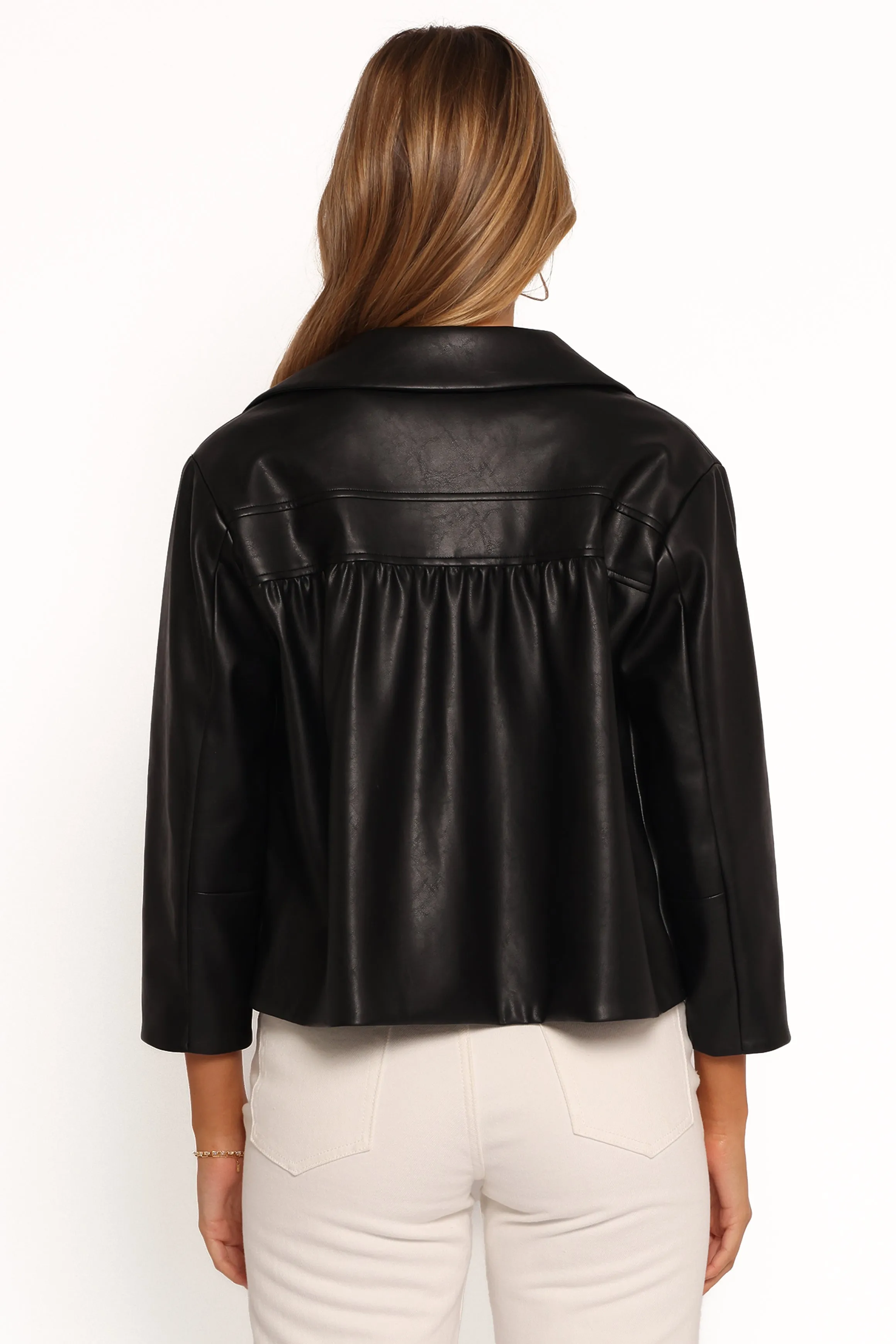 Evora Faux Leather Button front Jacket - Black sold by Petal & Pup product image thumbnail 4