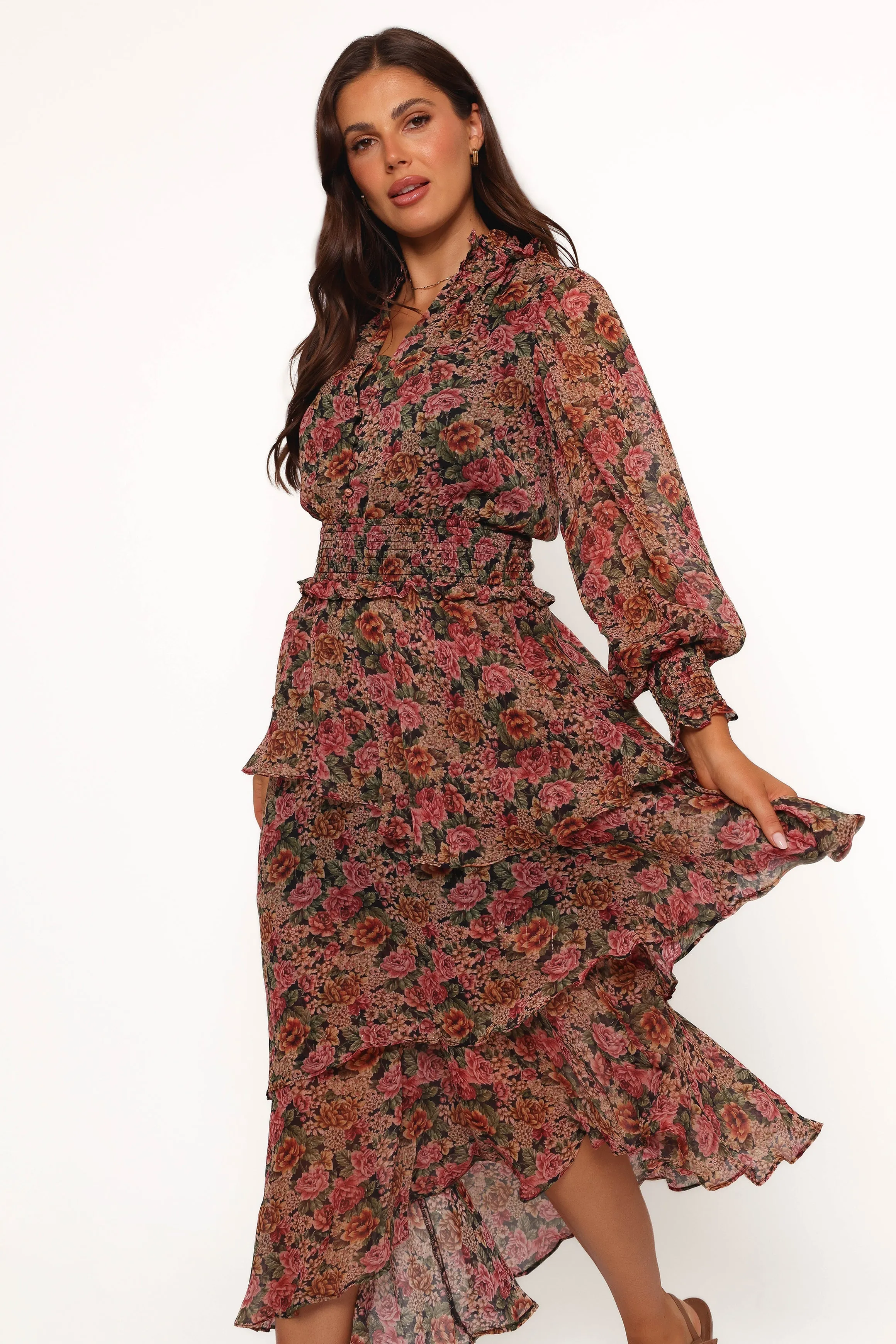 Vivian Midi Dress - Rose/Black sold by Petal & Pup