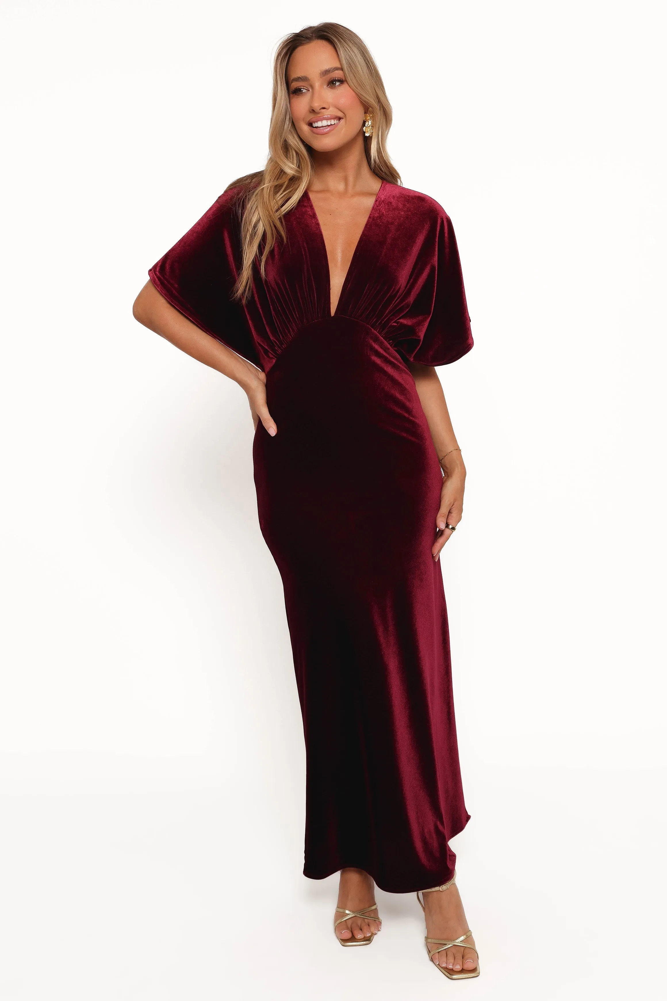 Ricki Velvet Maxi Dress - Wine sold by Petal & Pup product image thumbnail 3