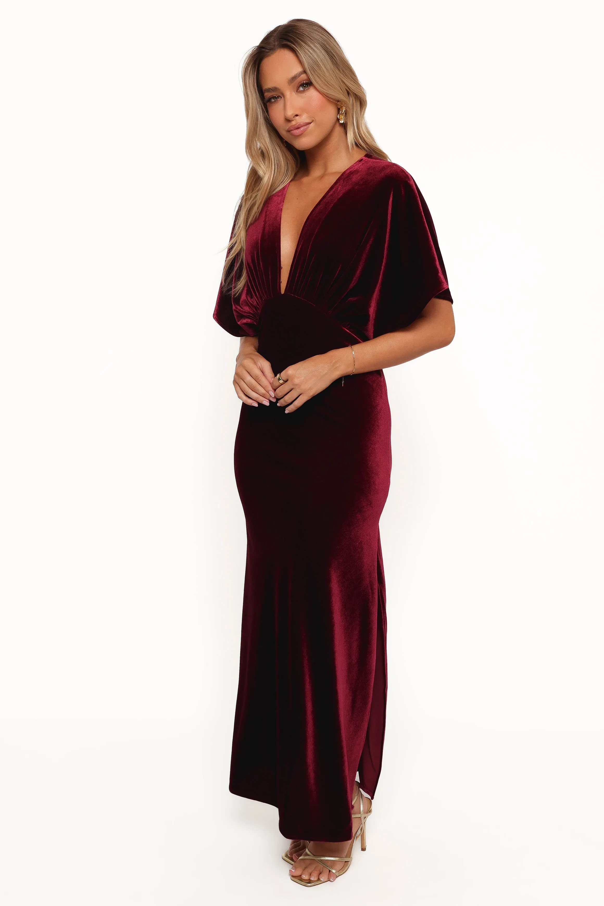 Ricki Velvet Maxi Dress - Wine sold by Petal & Pup product image thumbnail 5