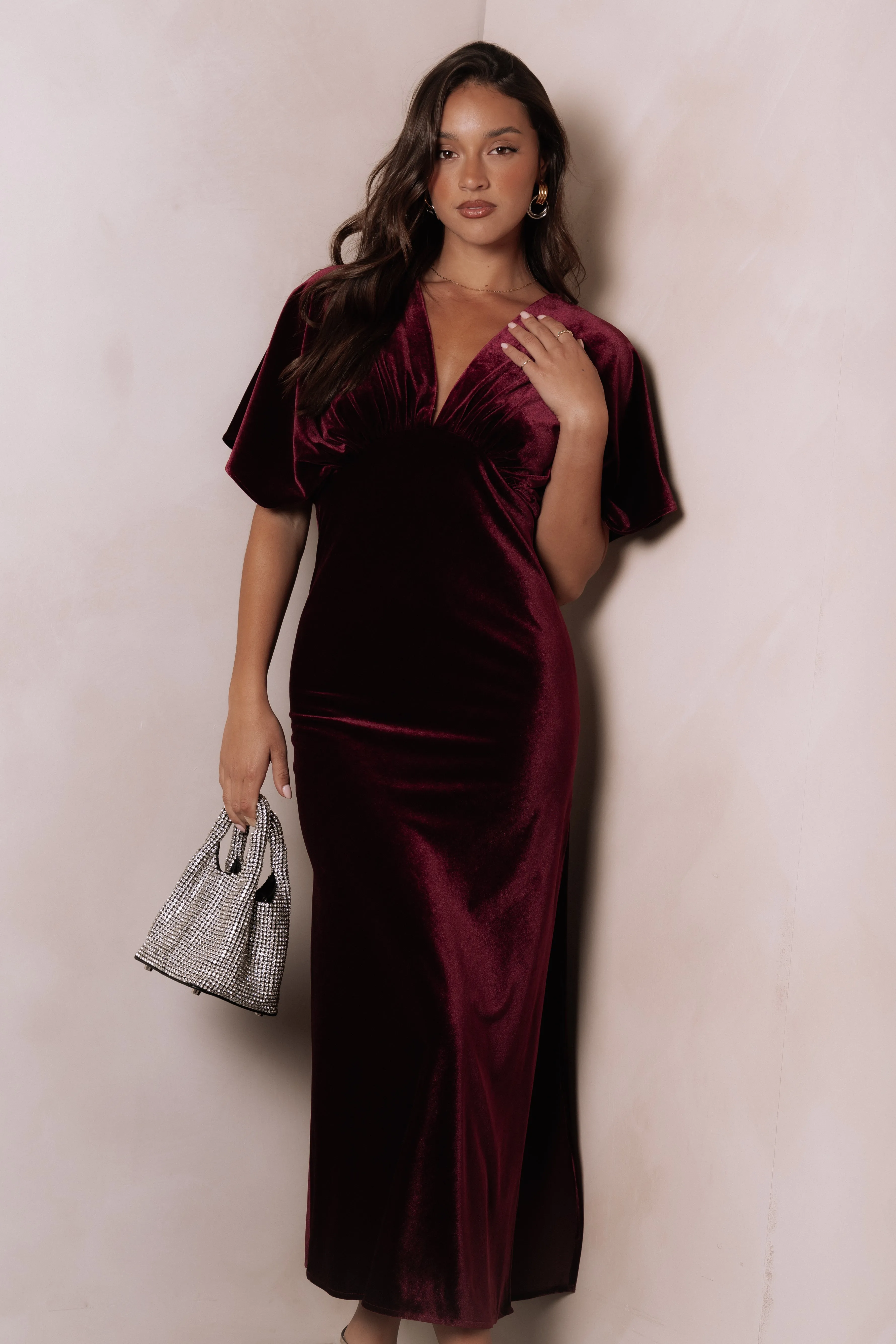 Ricki Velvet Maxi Dress - Wine sold by Petal & Pup product image thumbnail 2