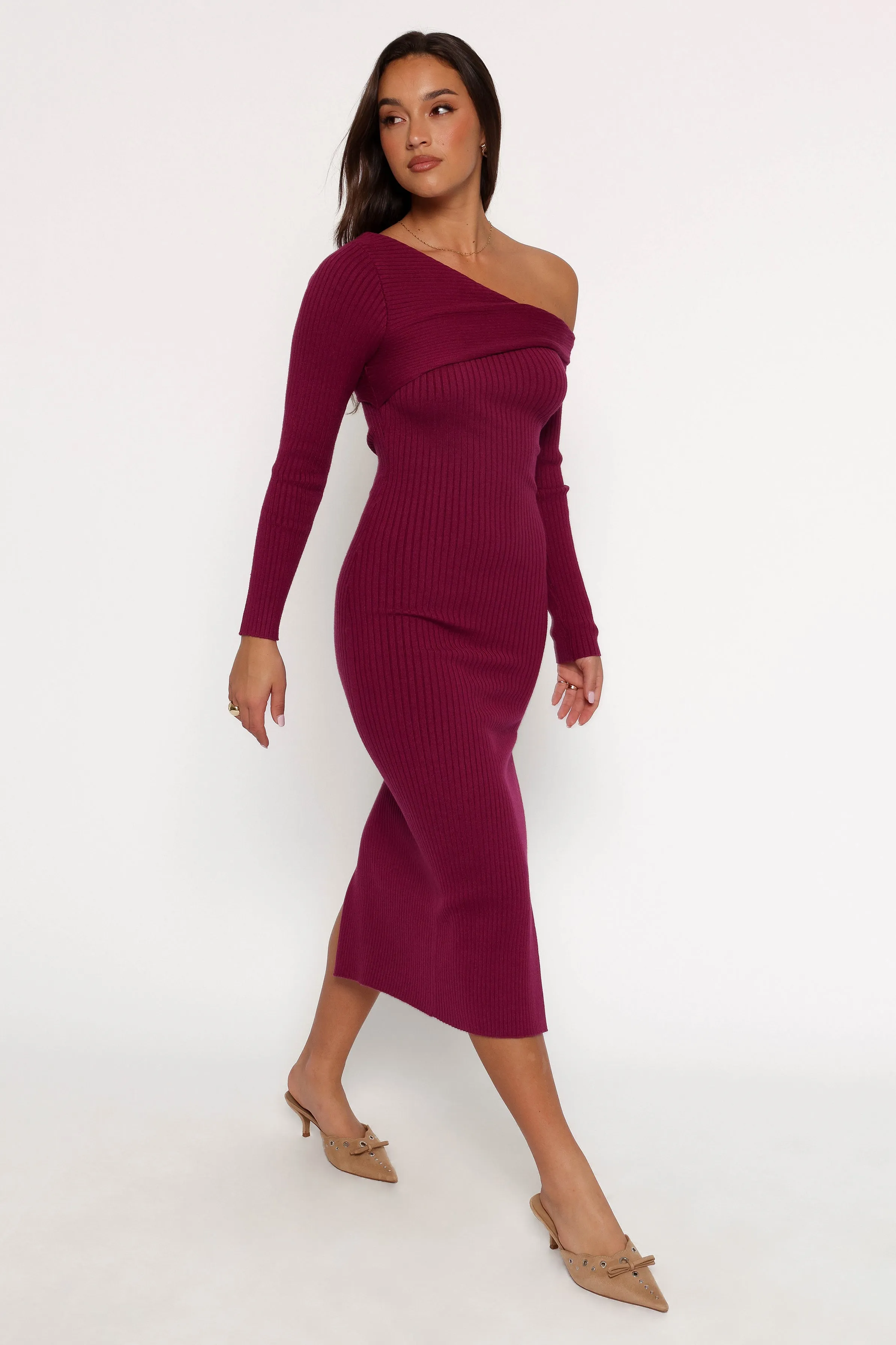 Cammie Long Sleeve Midi Dress - Fuchsia sold by Petal & Pup product image thumbnail 5