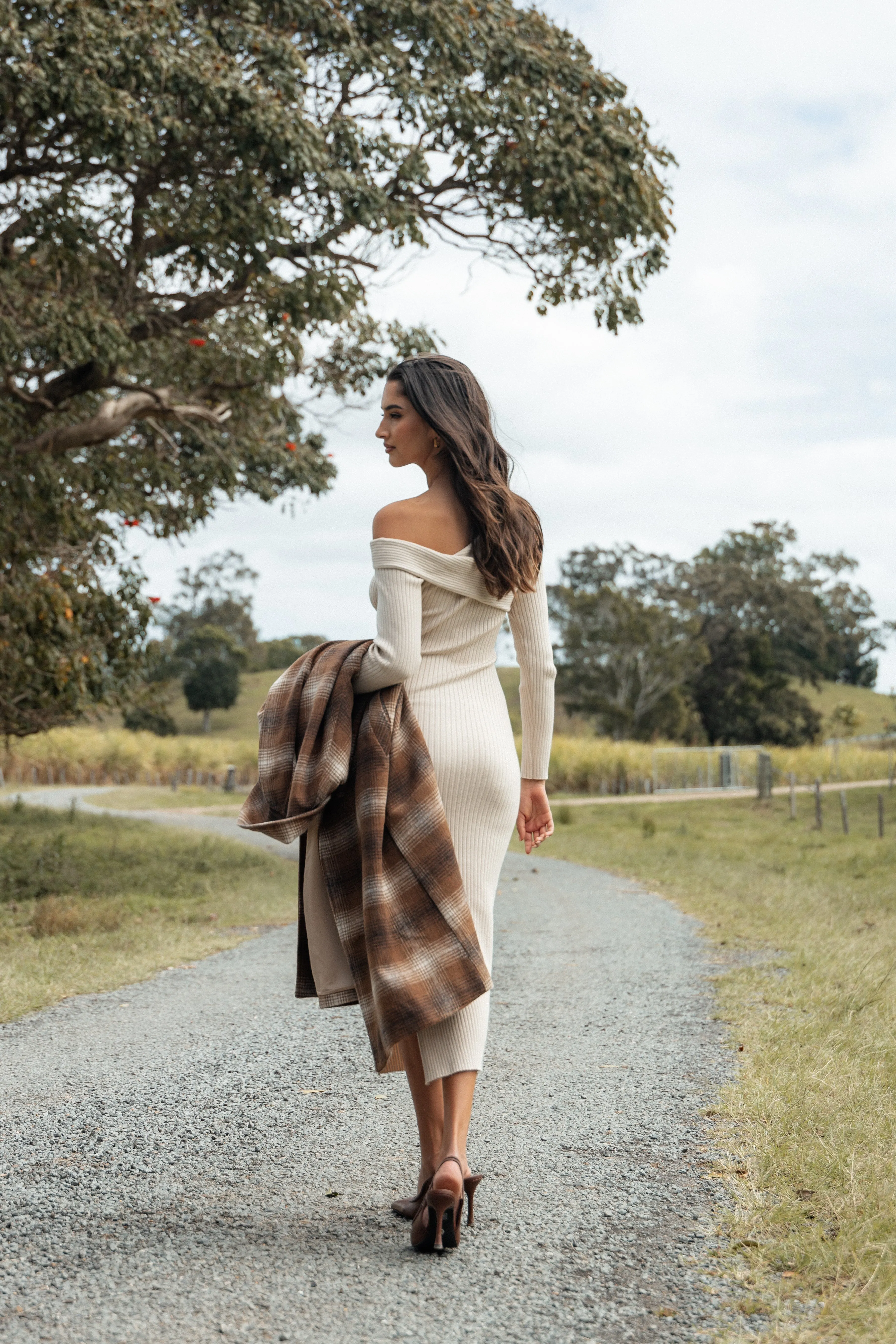 Cammie Long Sleeve Midi Dress - Beige sold by Petal & Pup product image thumbnail 3
